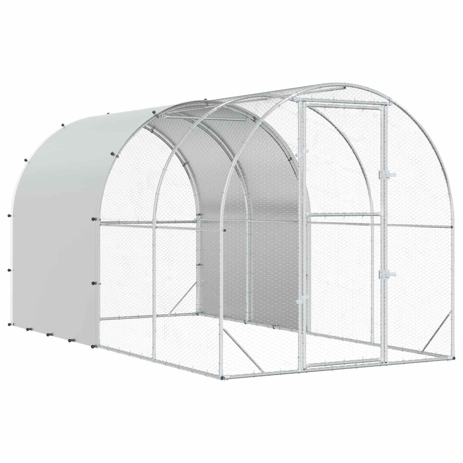 Hühnerunterkunft Silber 400 x 200 x 200 cm Verzinkter Stahl