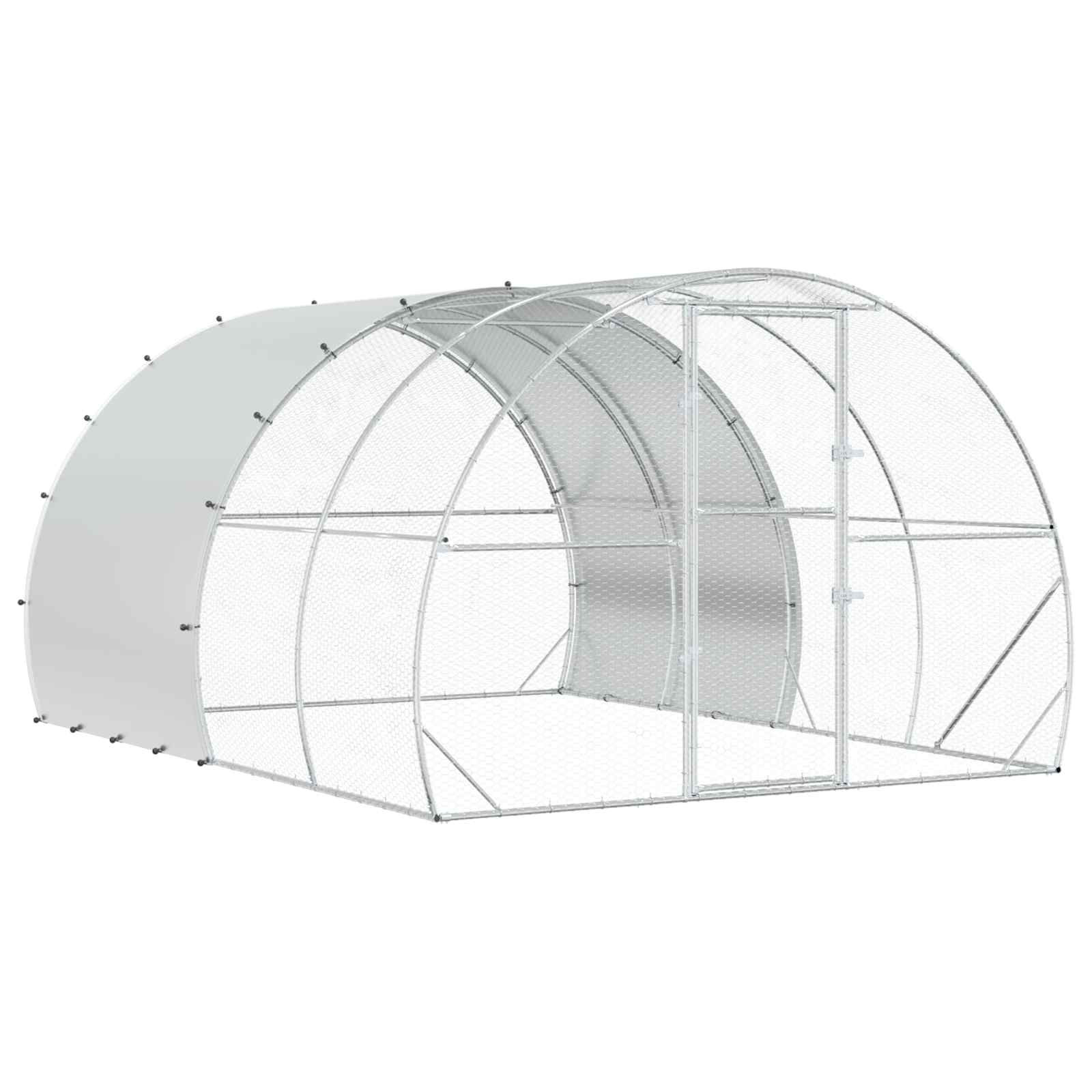 Hühnerunterkunft Silber 400 x 300 x 200 cm Verzinkter Stahl