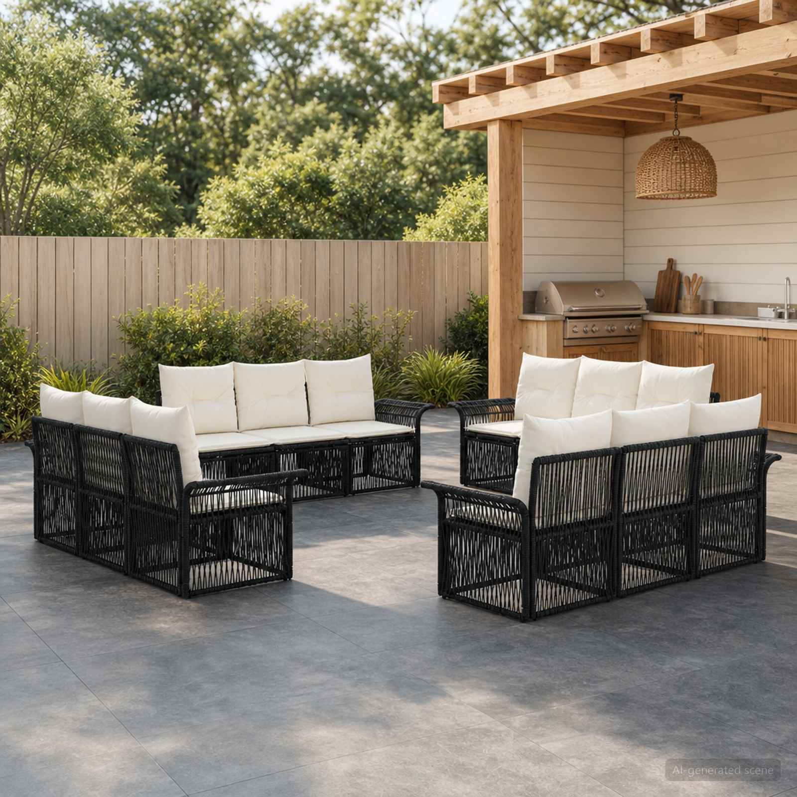 Gartensofa-set 12 stk. Schwarz Poly-Rattan