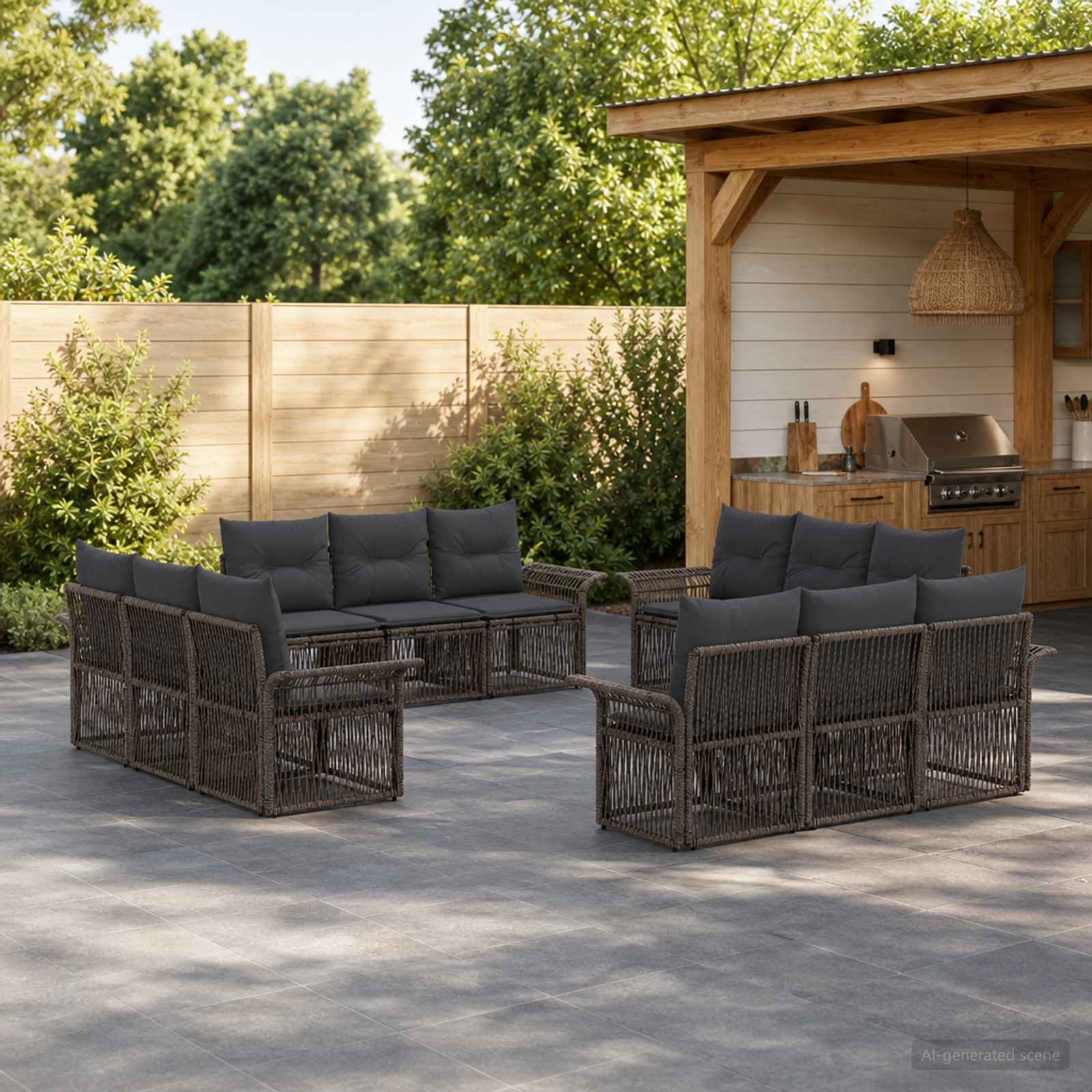Gartensofa-set 12 stk. Grau Poly-Rattan