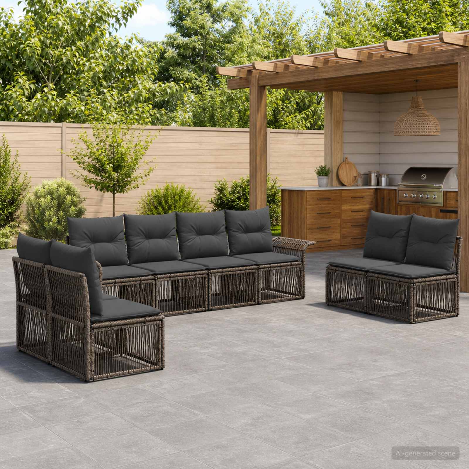 Gartensofa-set 8 stk. Grau Poly-Rattan