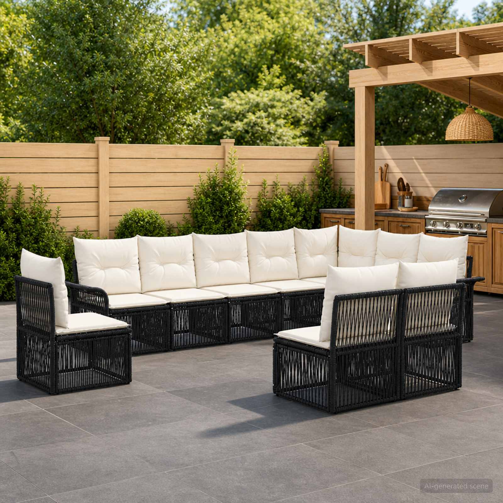 Gartensofa-set 10 stk. Schwarz Poly-Rattan