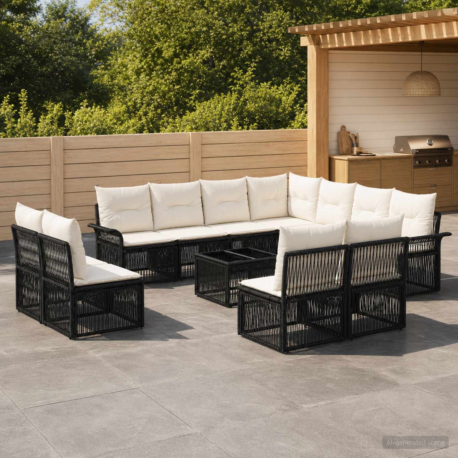 Gartensofa-set 12 stk. Schwarz Poly-Rattan