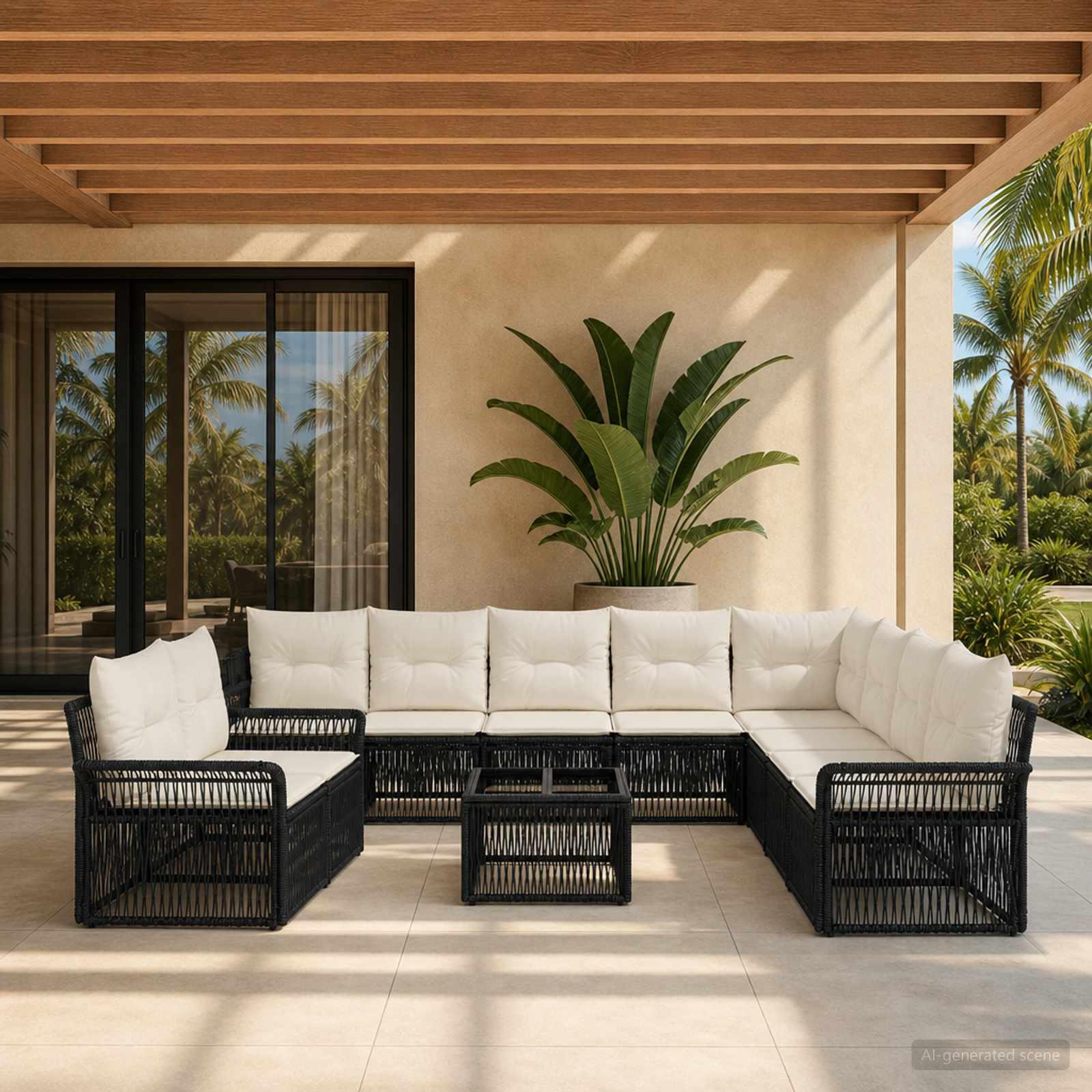 Gartensofa-set 11 stk. Schwarz Poly-Rattan