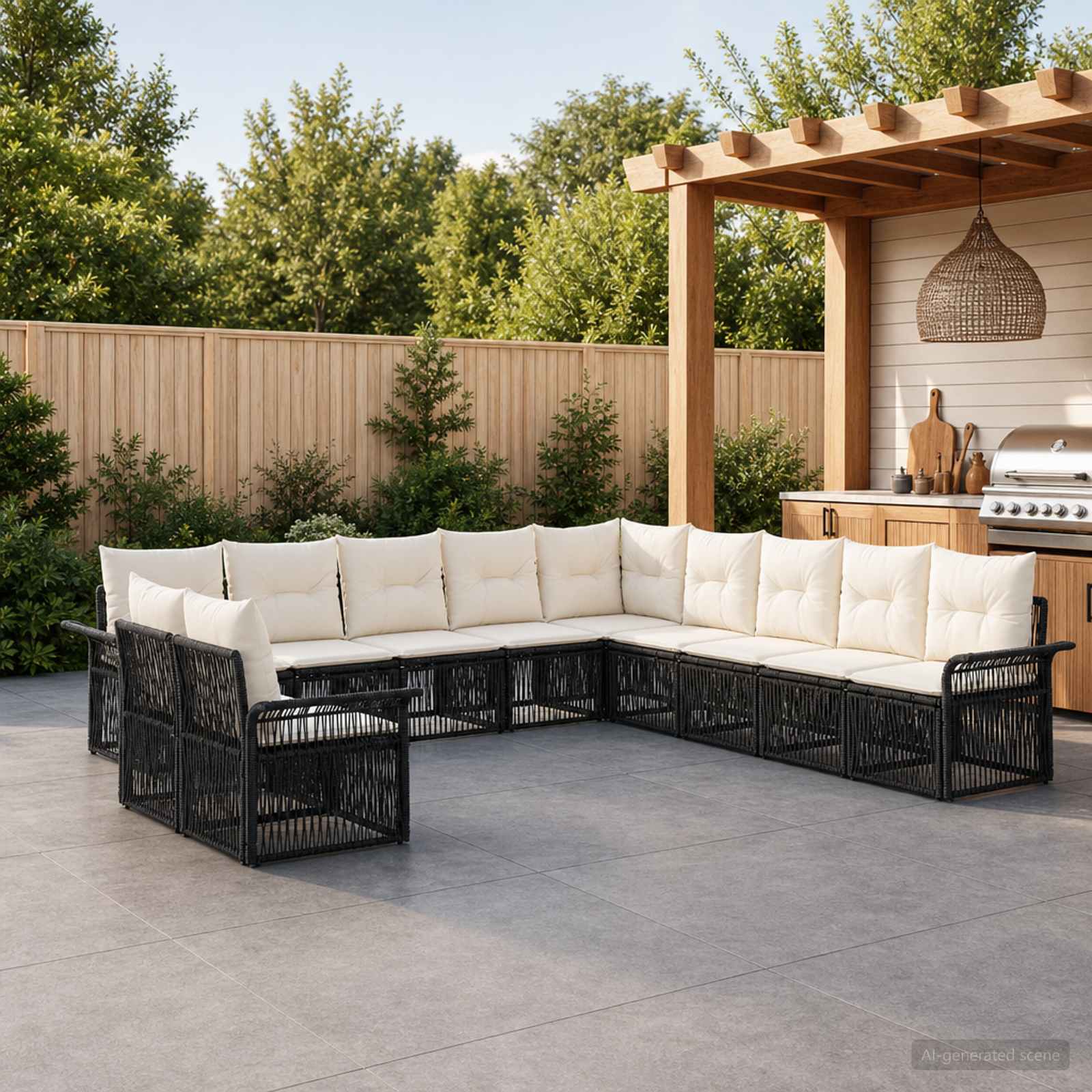 Gartensofa-set 11 stk. Schwarz Poly-Rattan