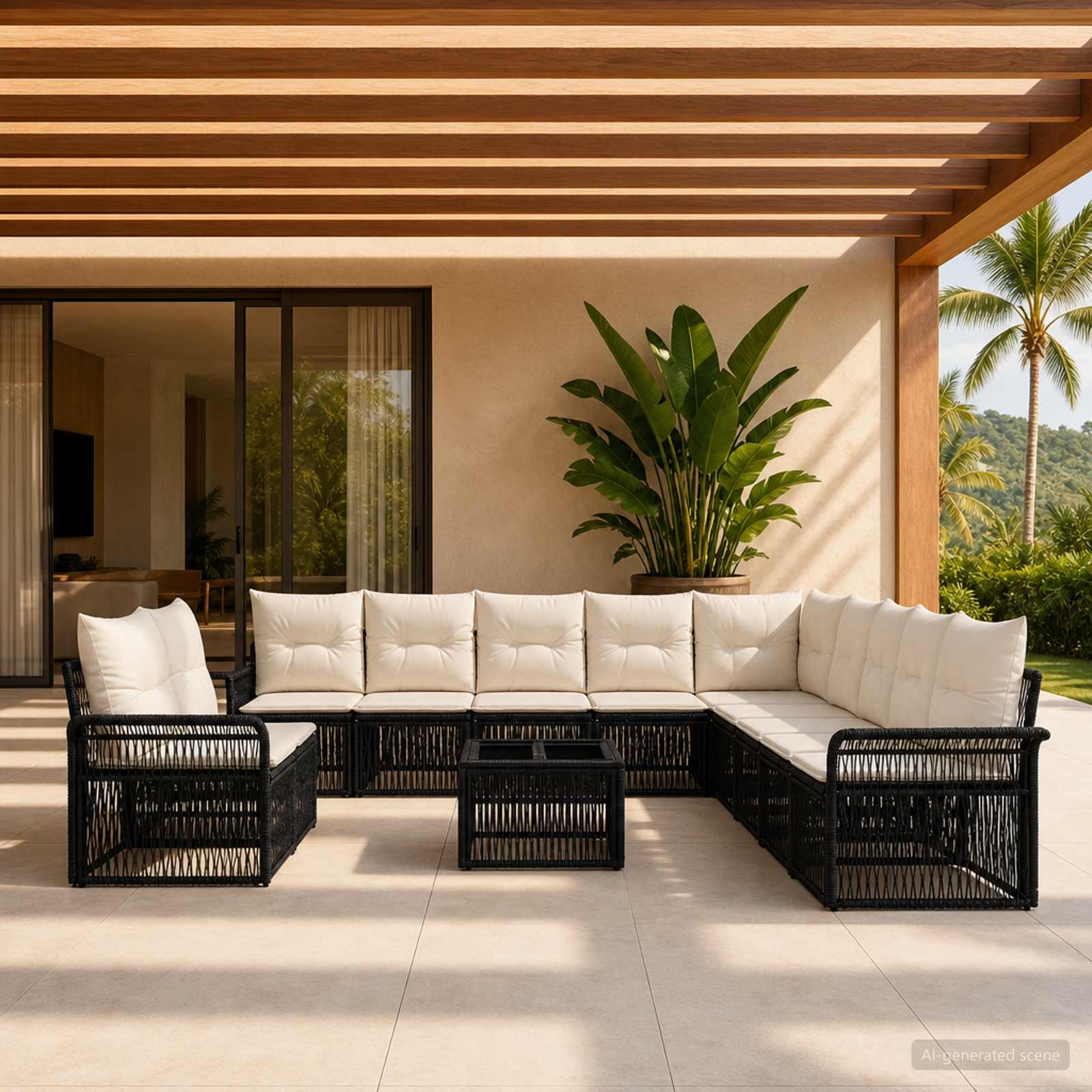 Gartensofa-set 12 stk. Schwarz Poly-Rattan