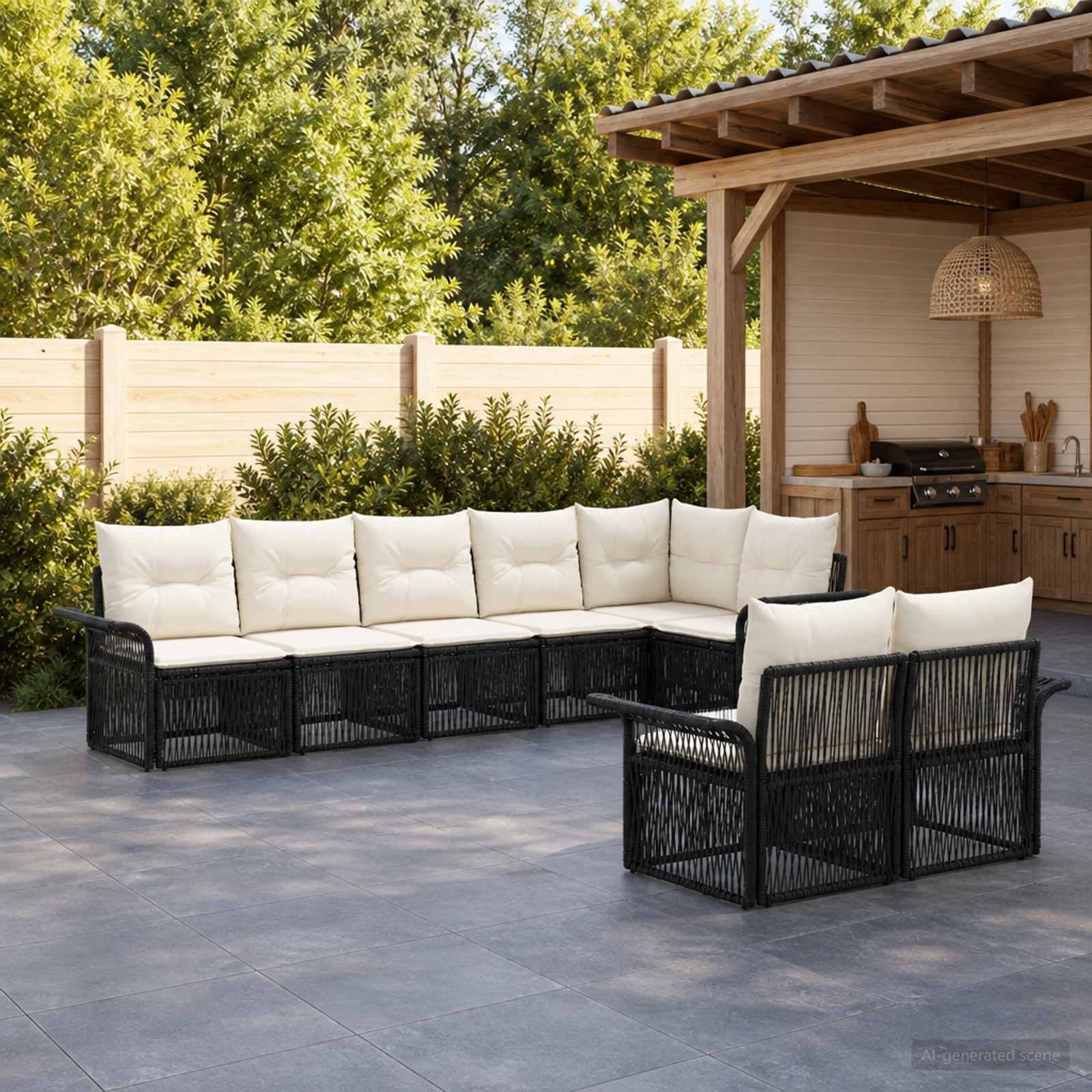 Gartensofa-set 8 stk. Schwarz Poly-Rattan