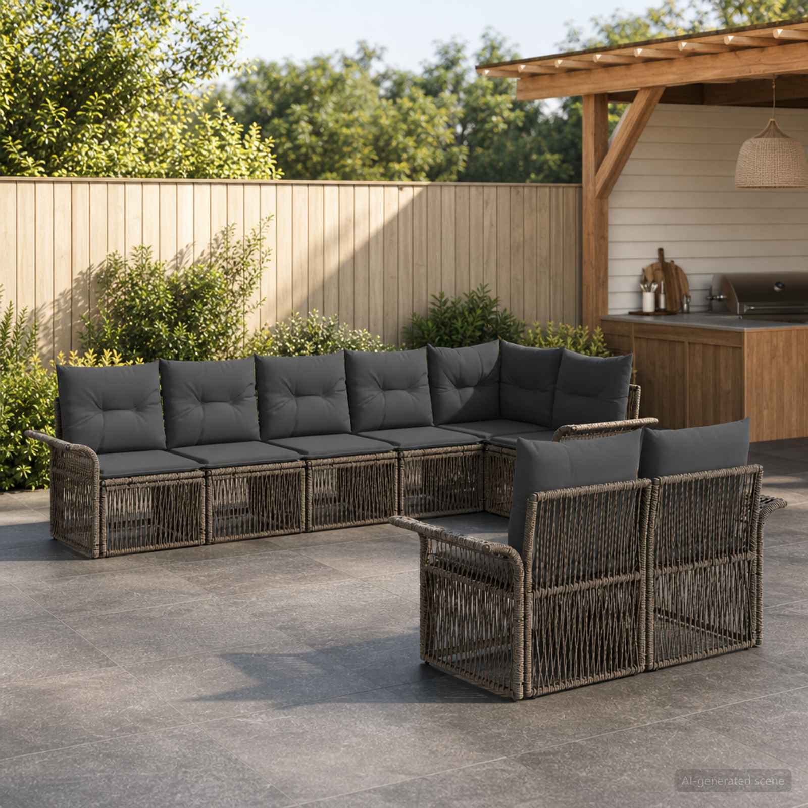 Gartensofa-set 8 stk. Grau Poly-Rattan