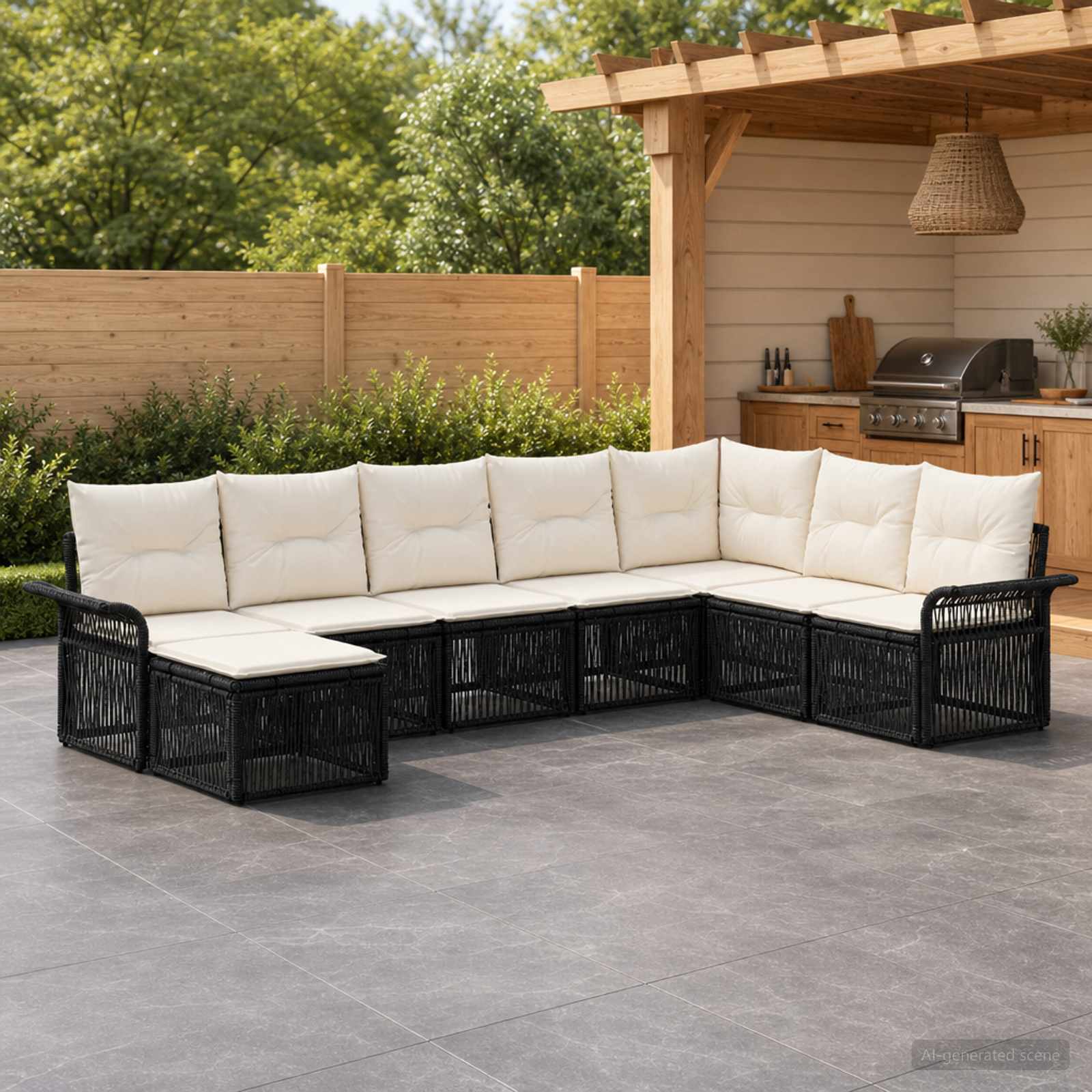 Gartensofa-set 8 stk. Schwarz Poly-Rattan