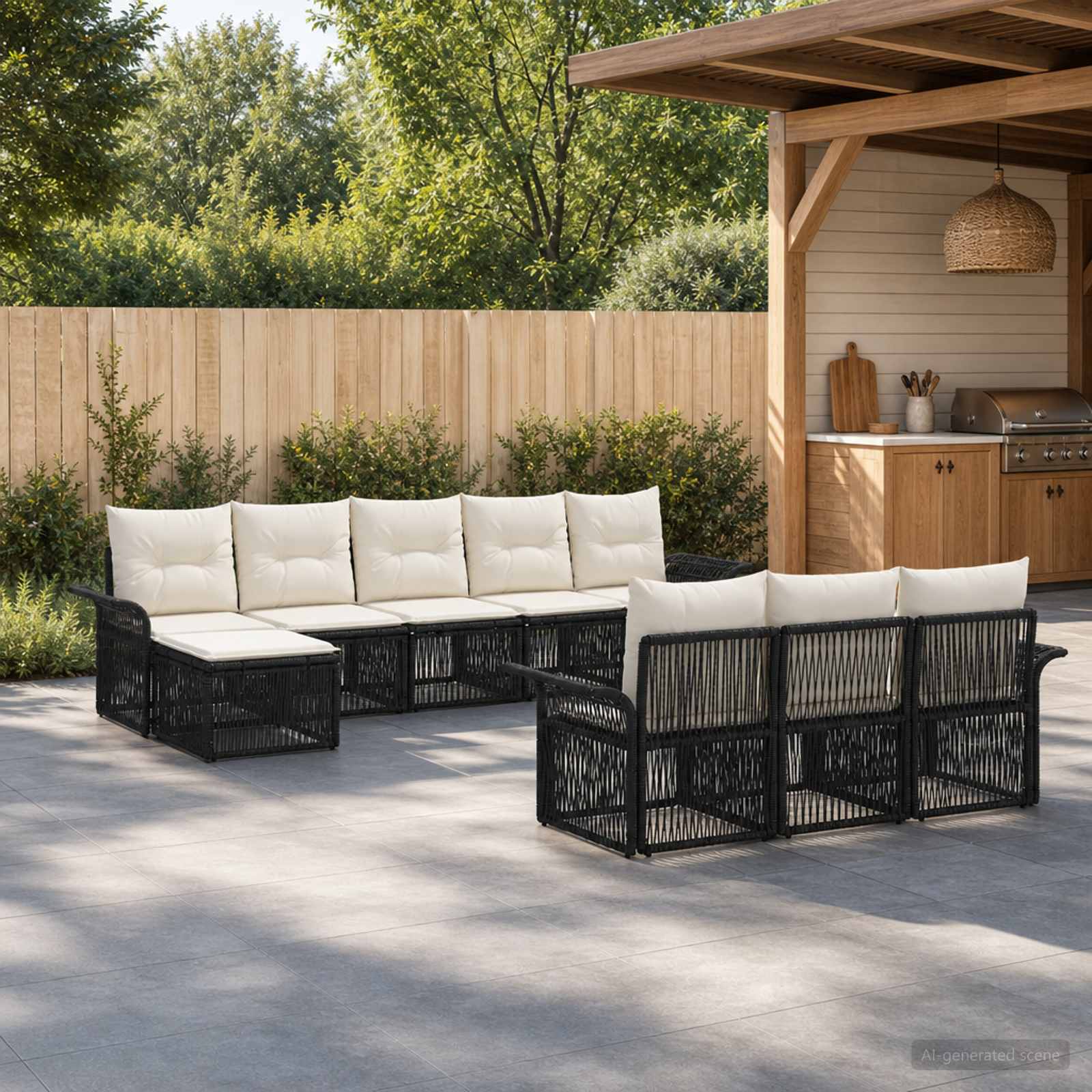 Gartensofa-set 10 stk. Schwarz Poly-Rattan