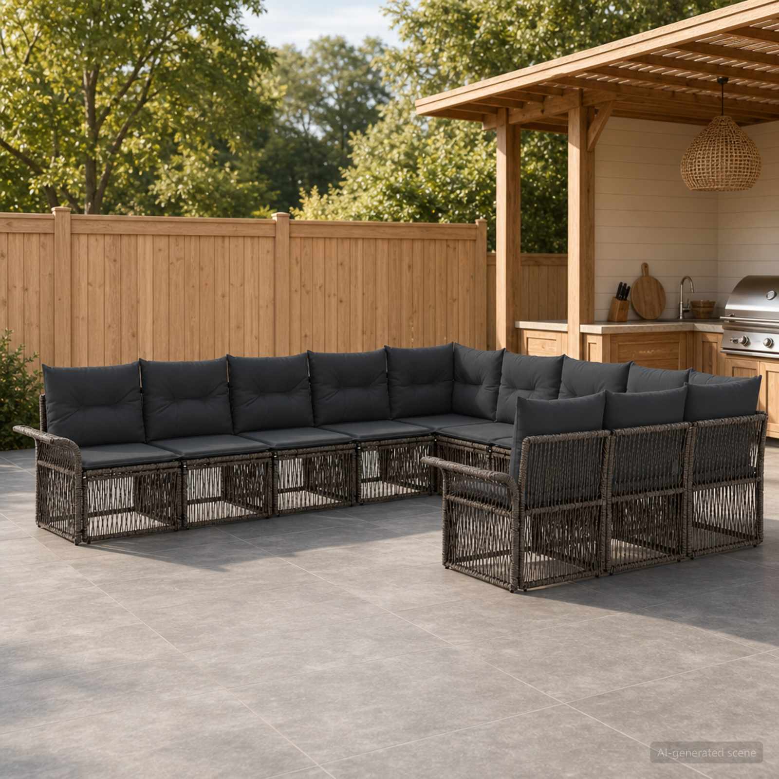 Gartensofa-set 11 stk. Grau Poly-Rattan