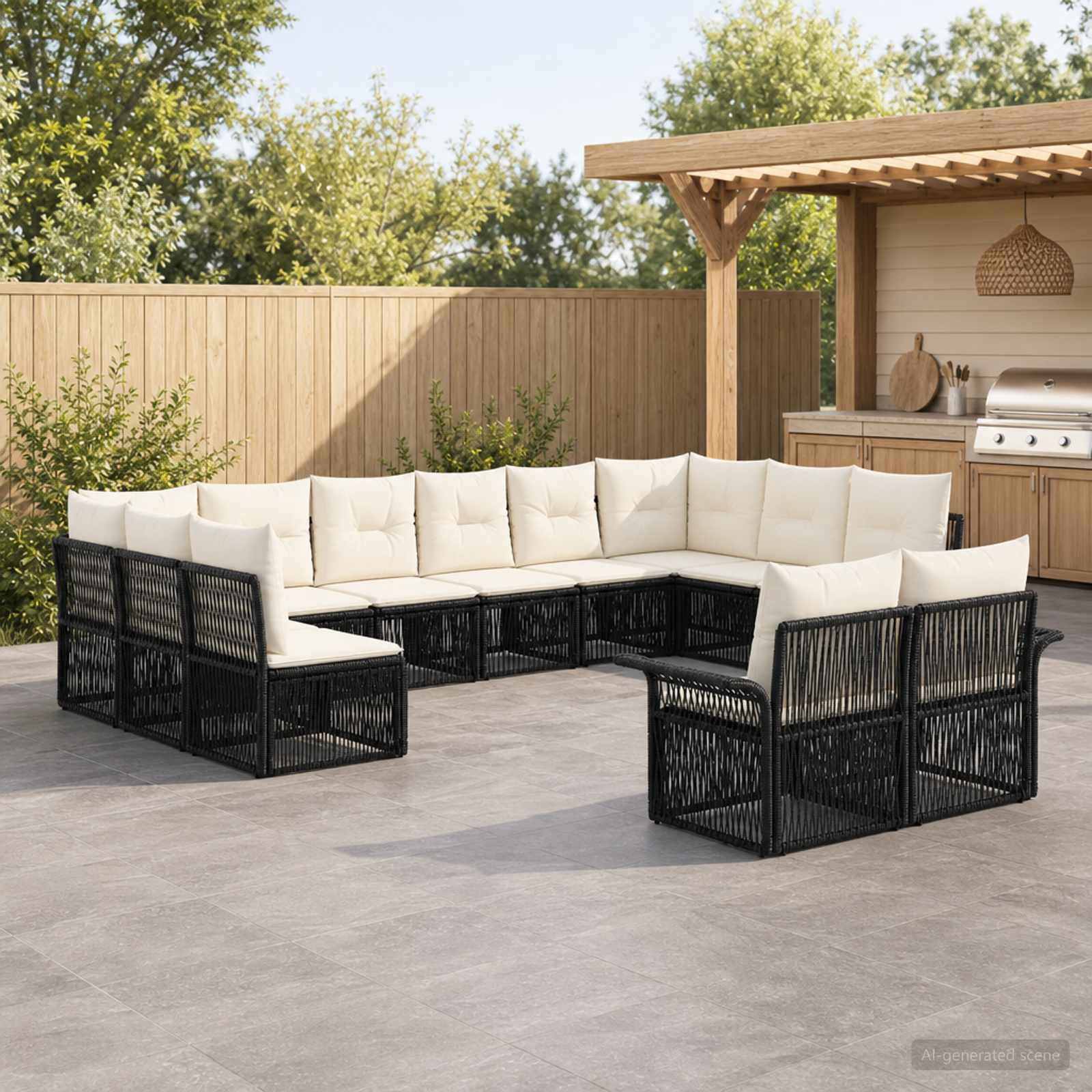 Gartensofa-set 12 stk. Schwarz Poly-Rattan