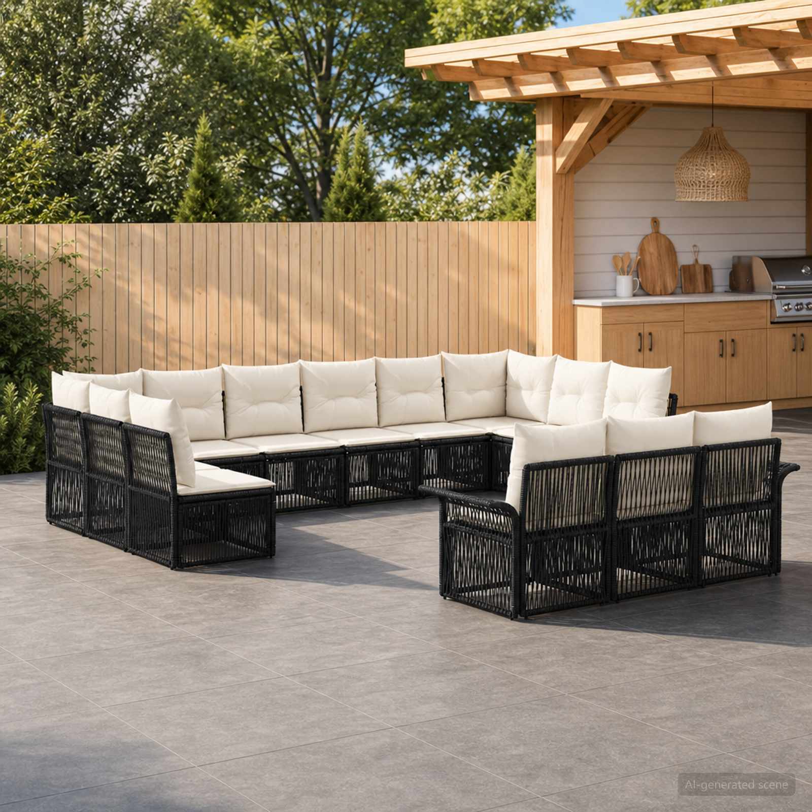 Gartensofa-set 13 stk. Schwarz Poly-Rattan