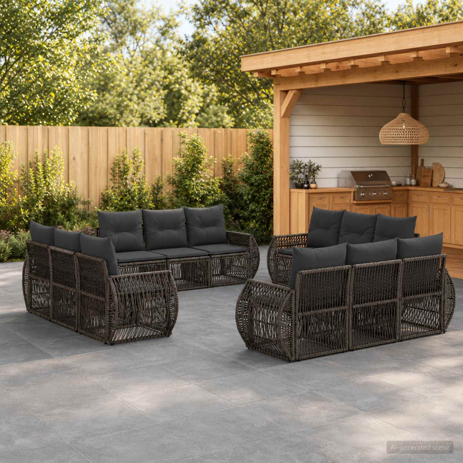 Gartensofa-set 12 stk. Grau und Dunkelgrau Poly-Rattan