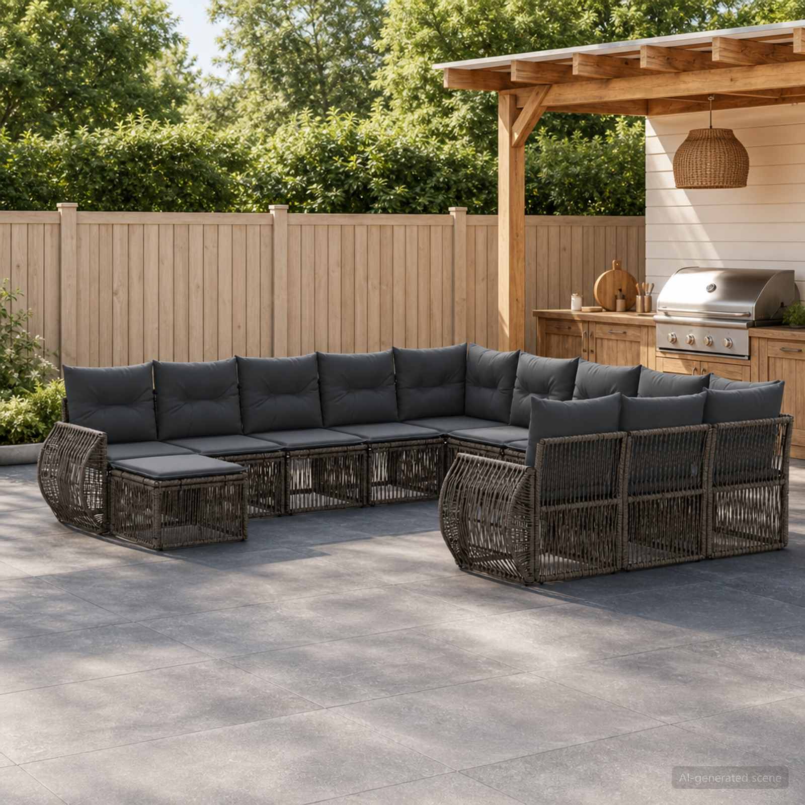 Gartensofa-set 12 stk. Grau Poly-Rattan