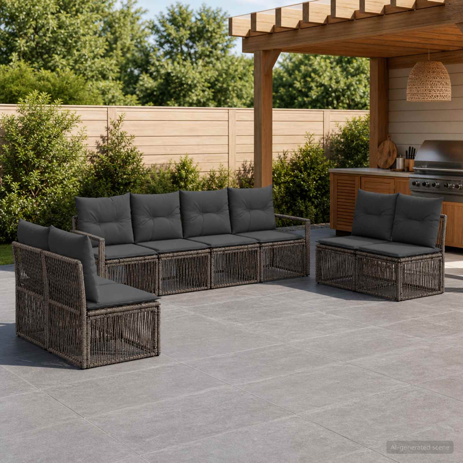 Gartensofa-set 8 stk. Grau Poly-Rattan