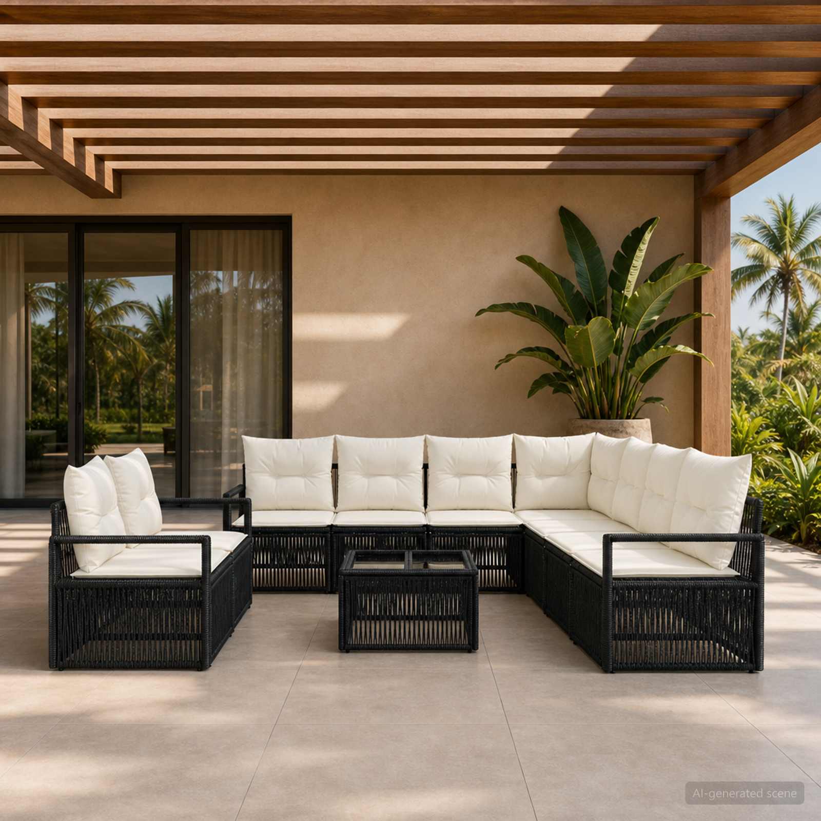 Gartensofa-set 10 stk. Schwarz Poly-Rattan