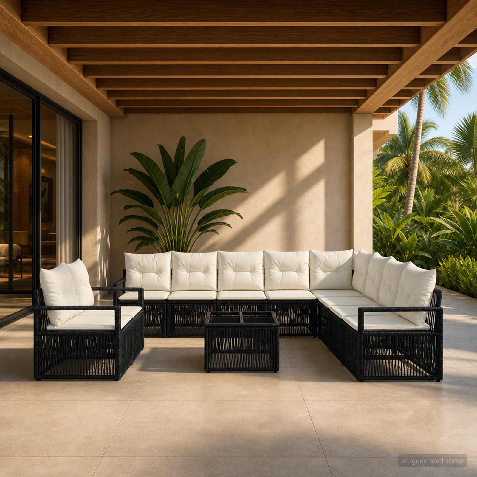 Gartensofa-set 11 stk. Schwarz Poly-Rattan