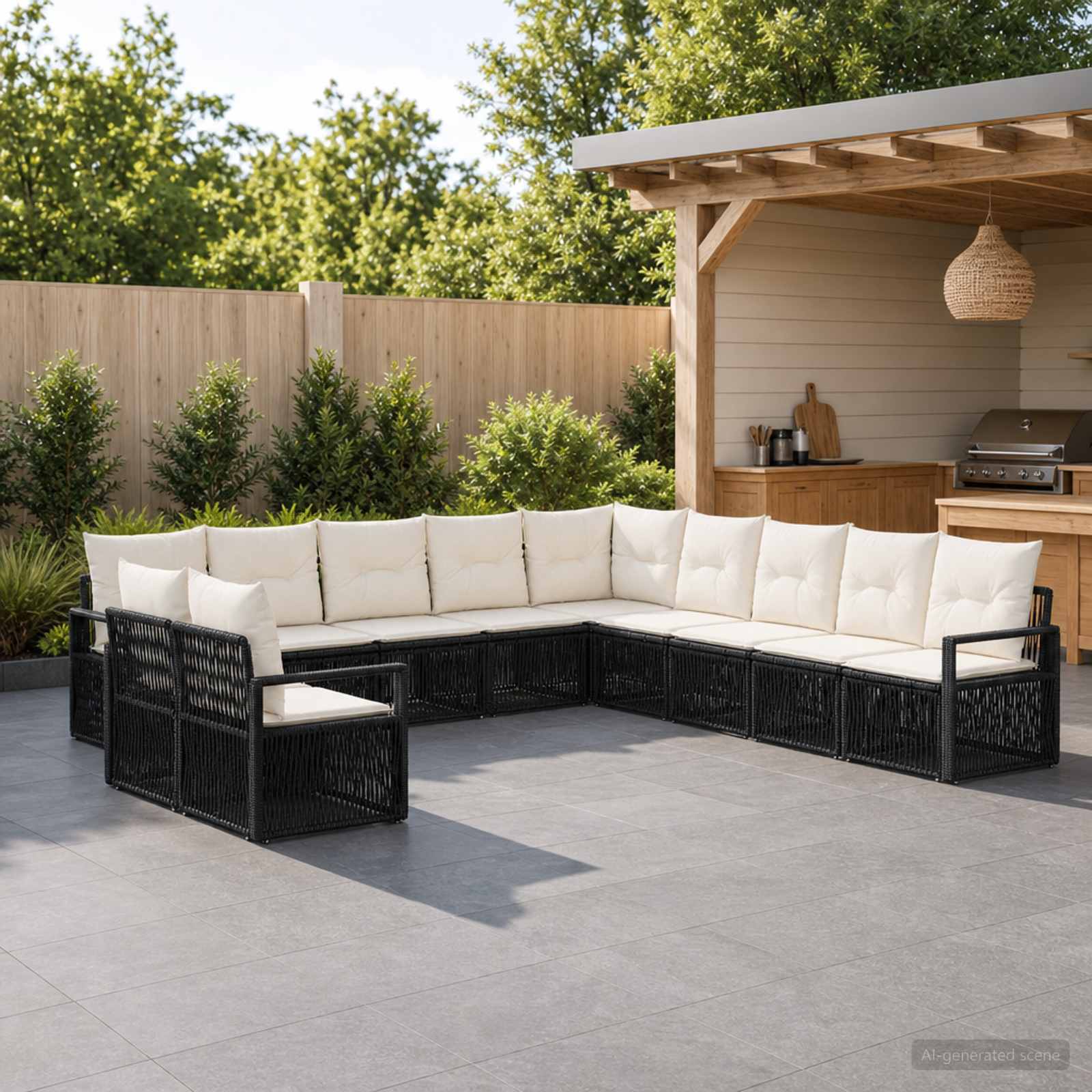 Gartensofa-set 11 stk. Schwarz Poly-Rattan
