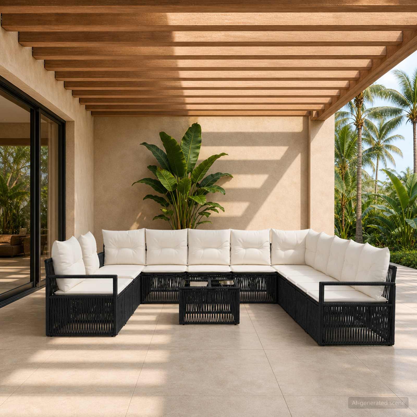Gartensofa-set 12 stk. Schwarz Poly-Rattan