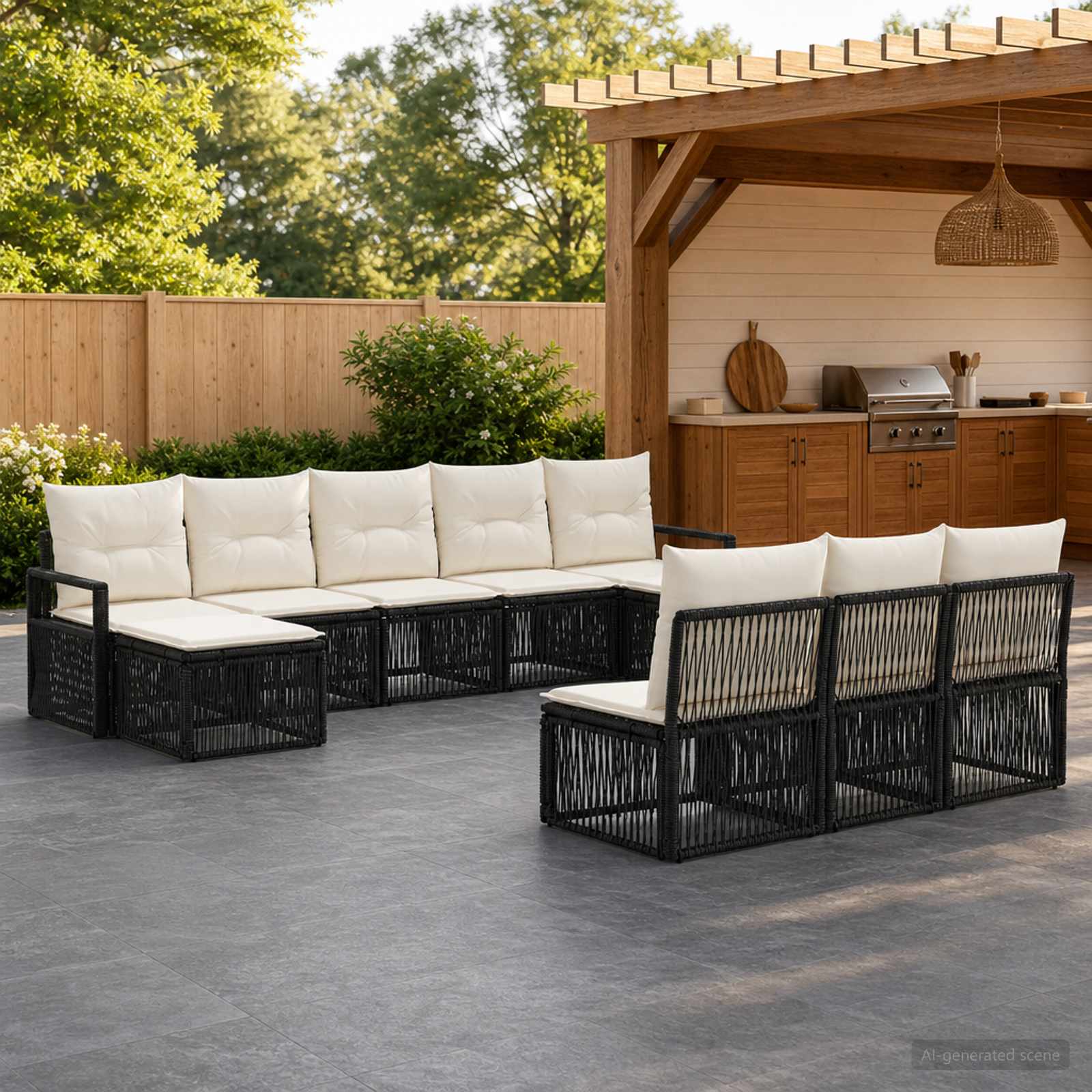 Gartensofa-set 10 stk. Schwarz Poly-Rattan