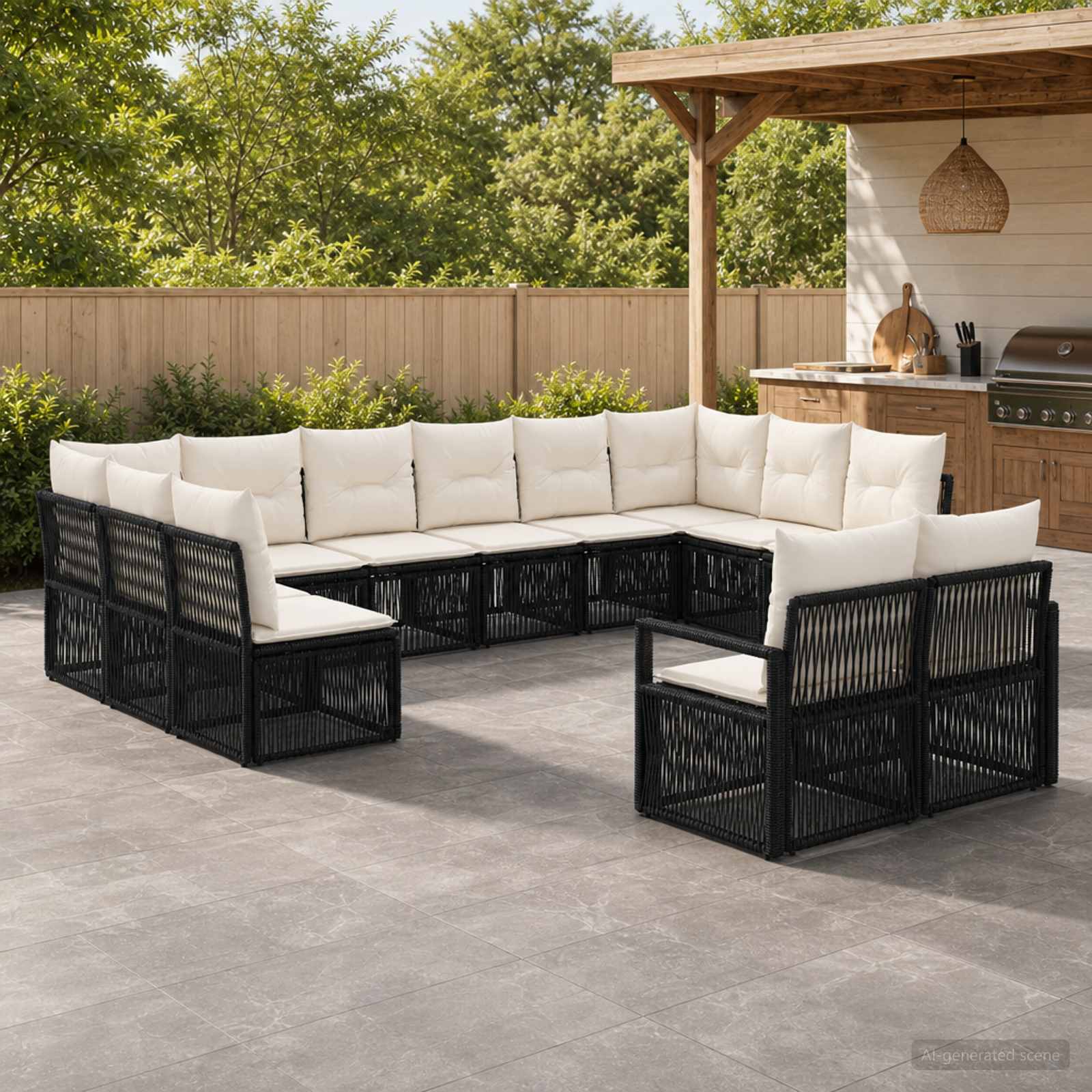 Gartensofa-set 12 stk. Schwarz Poly-Rattan