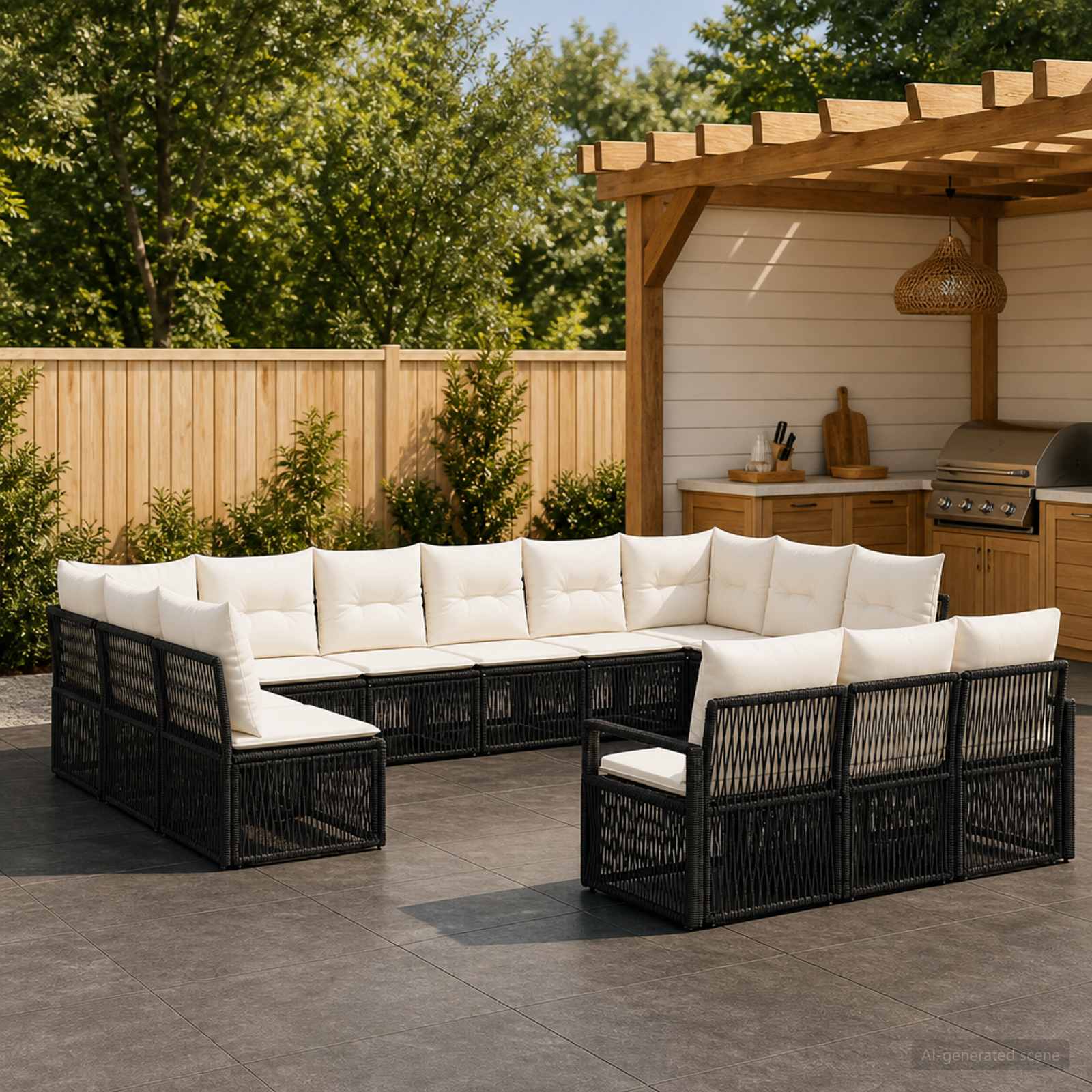 Gartensofa-set 13 stk. Schwarz Poly-Rattan