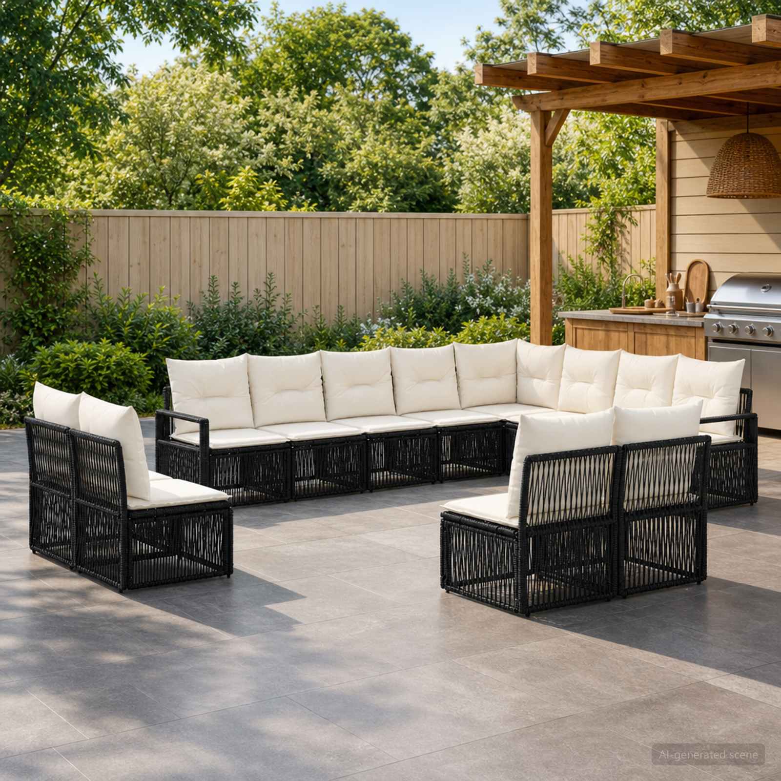 Gartensofa-set 12 stk. Schwarz Poly-Rattan