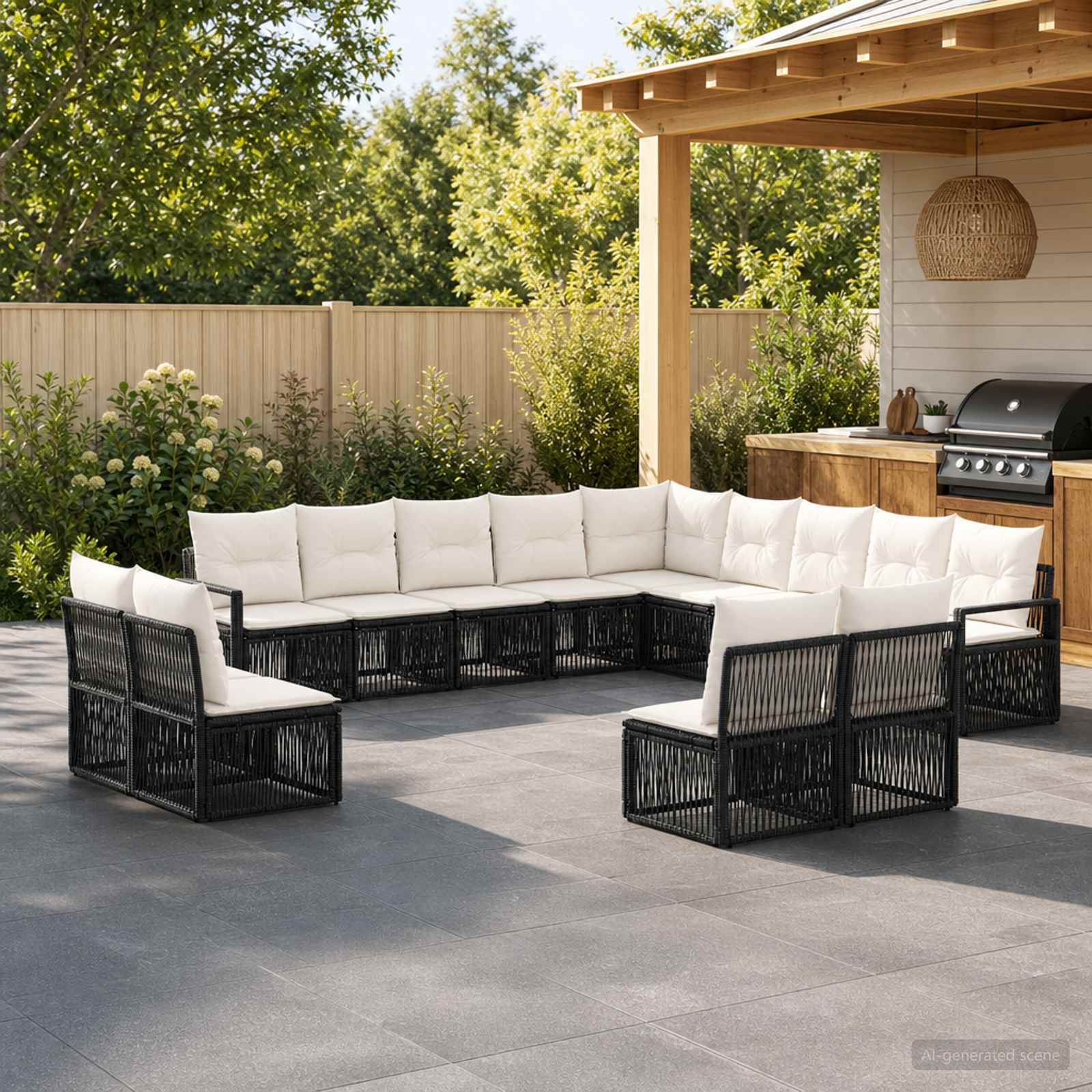 Gartensofa-set 13 stk. Schwarz Poly-Rattan