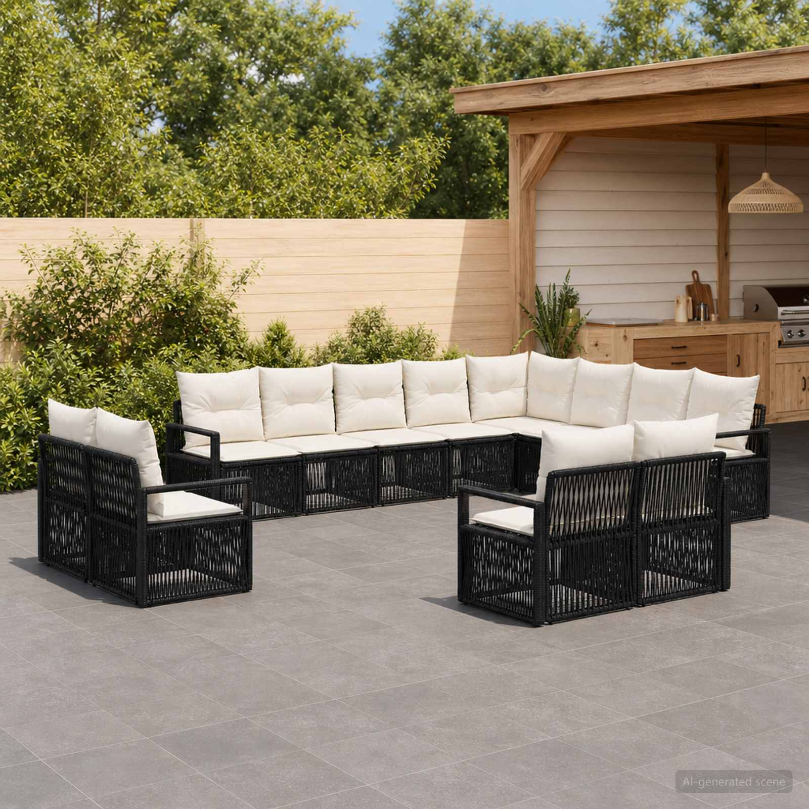 Gartensofa-set 12 stk. Schwarz Poly-Rattan