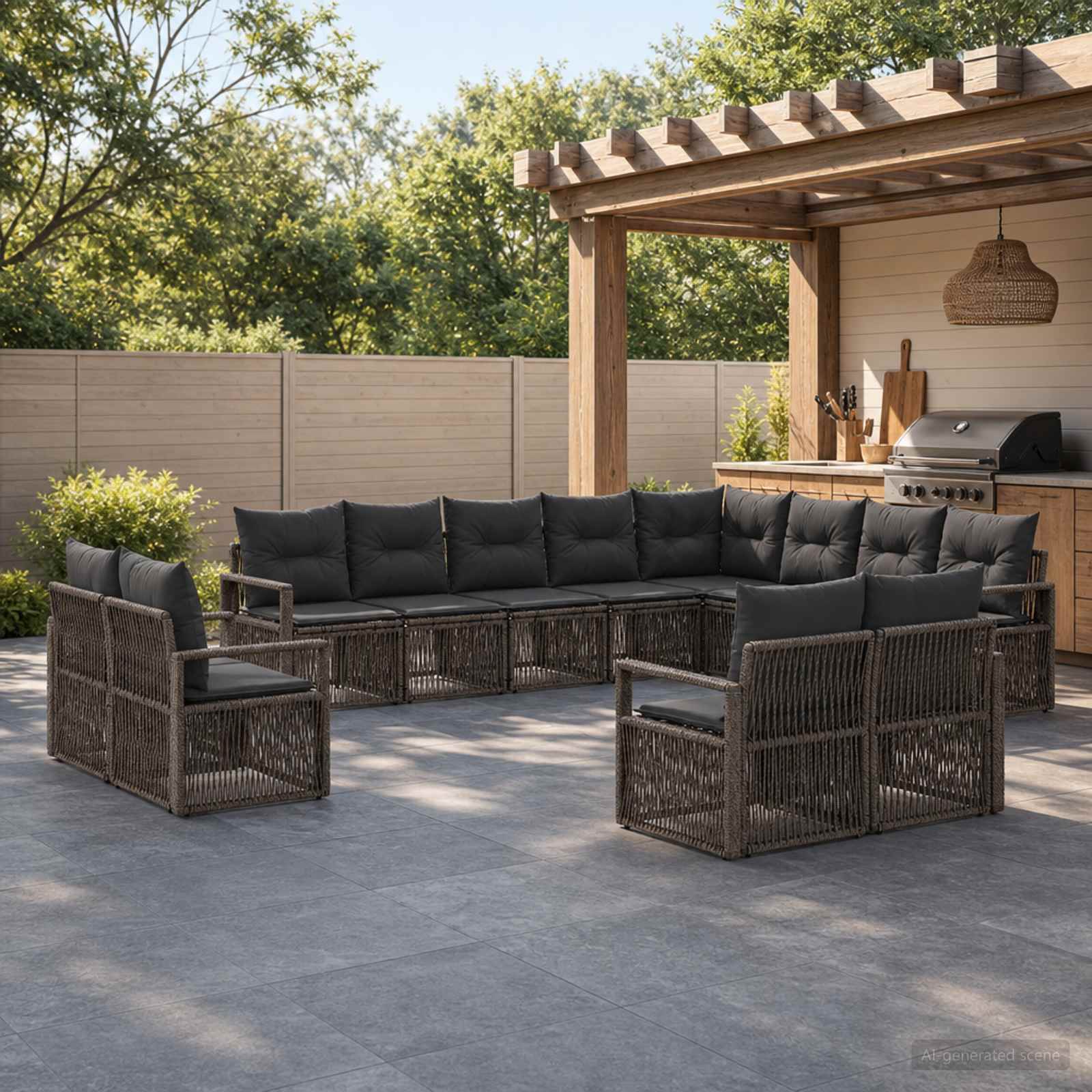 Gartensofa-set 12 stk. Grau Poly-Rattan