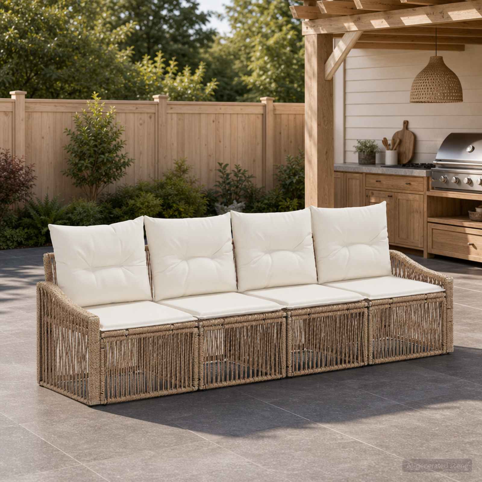 Gartensofa-set 4 stk. Beige Poly-Rattan