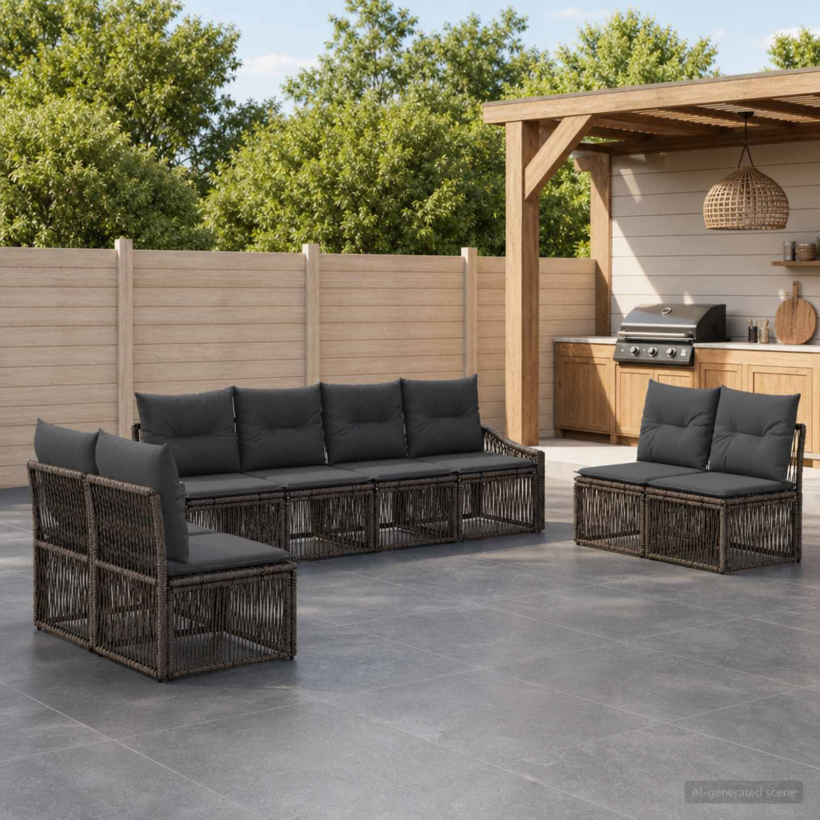 Gartensofa-set 8 stk. Grau Poly-Rattan