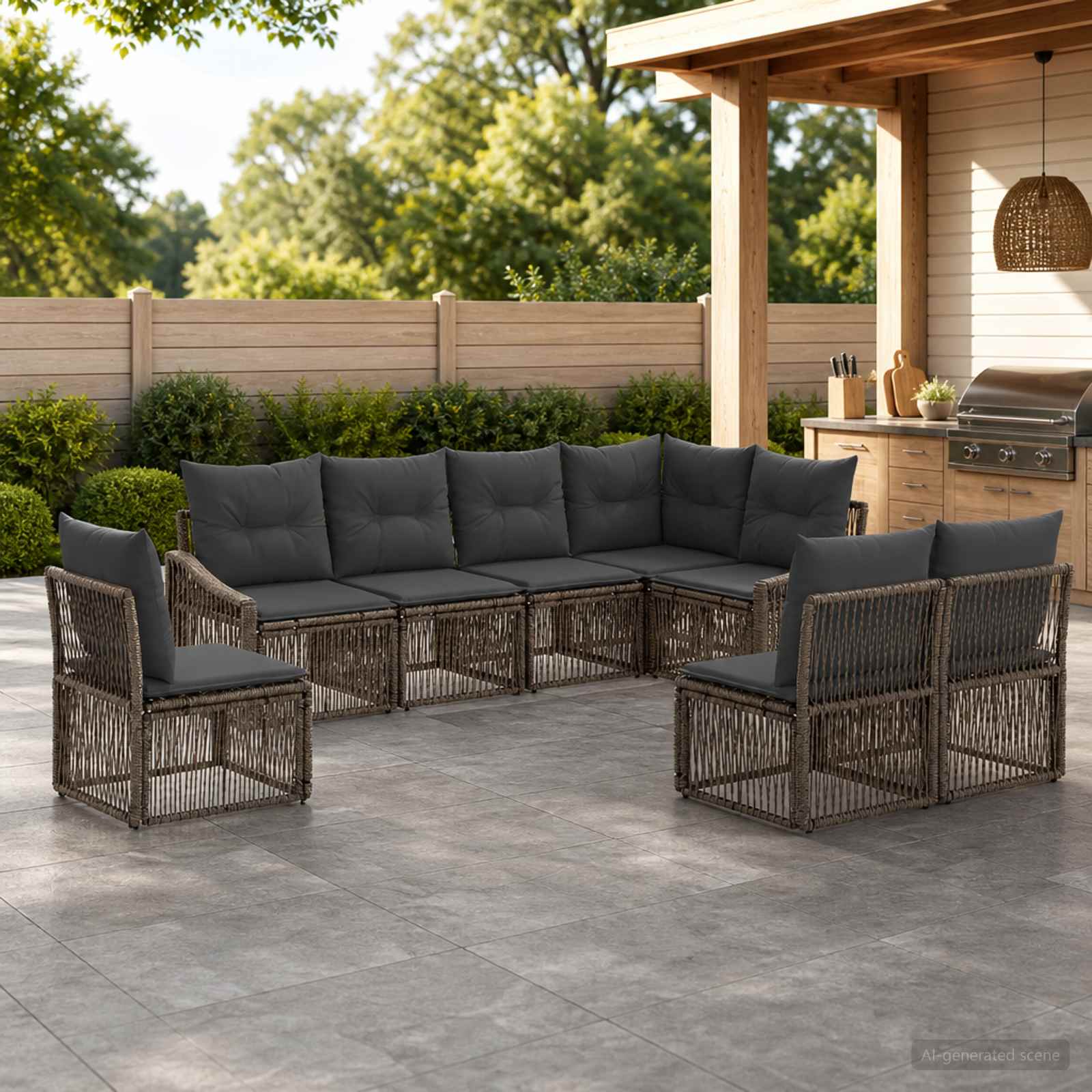 Gartensofa-set 8 stk. Grau Poly-Rattan