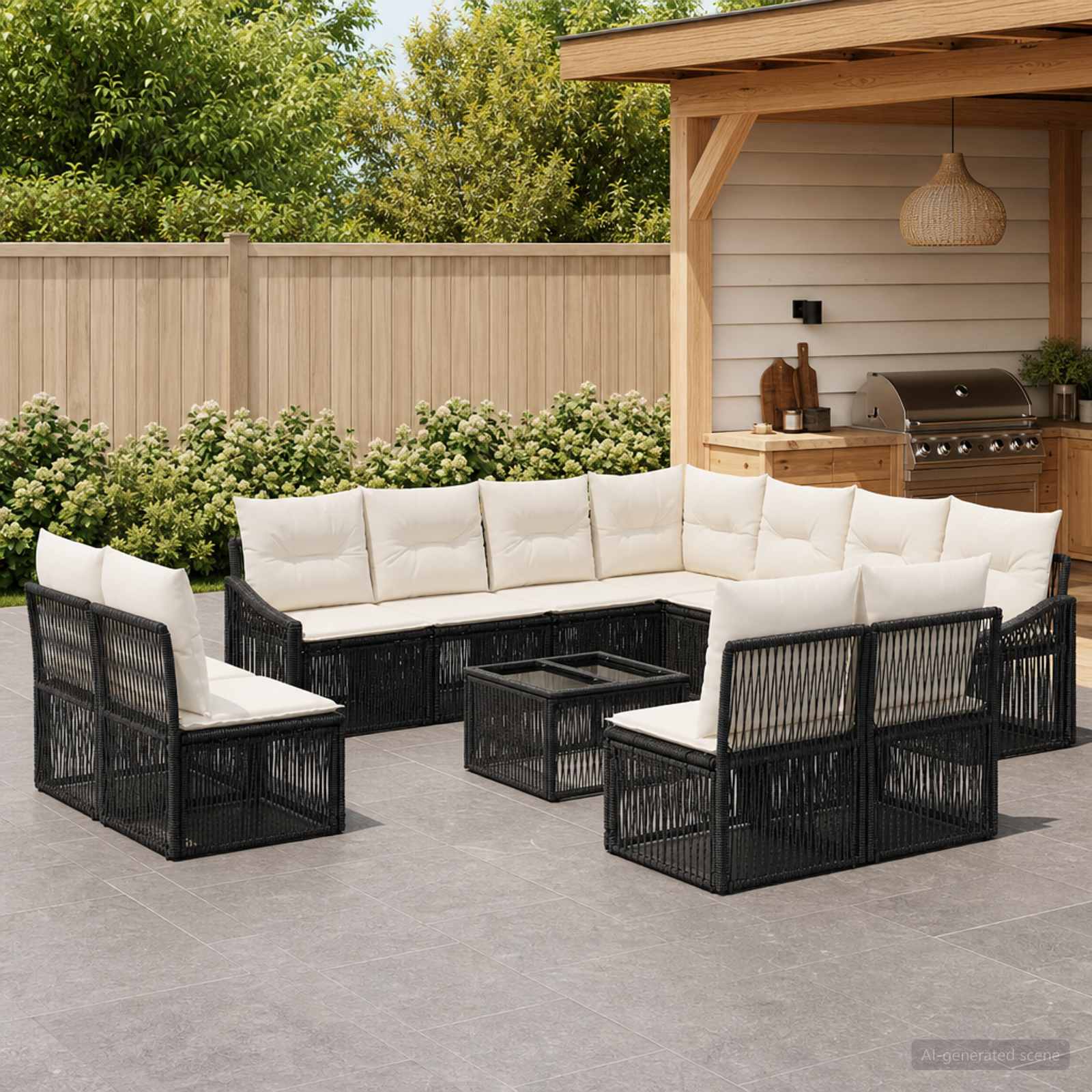 Gartensofa-set 12 stk. Schwarz Poly-Rattan