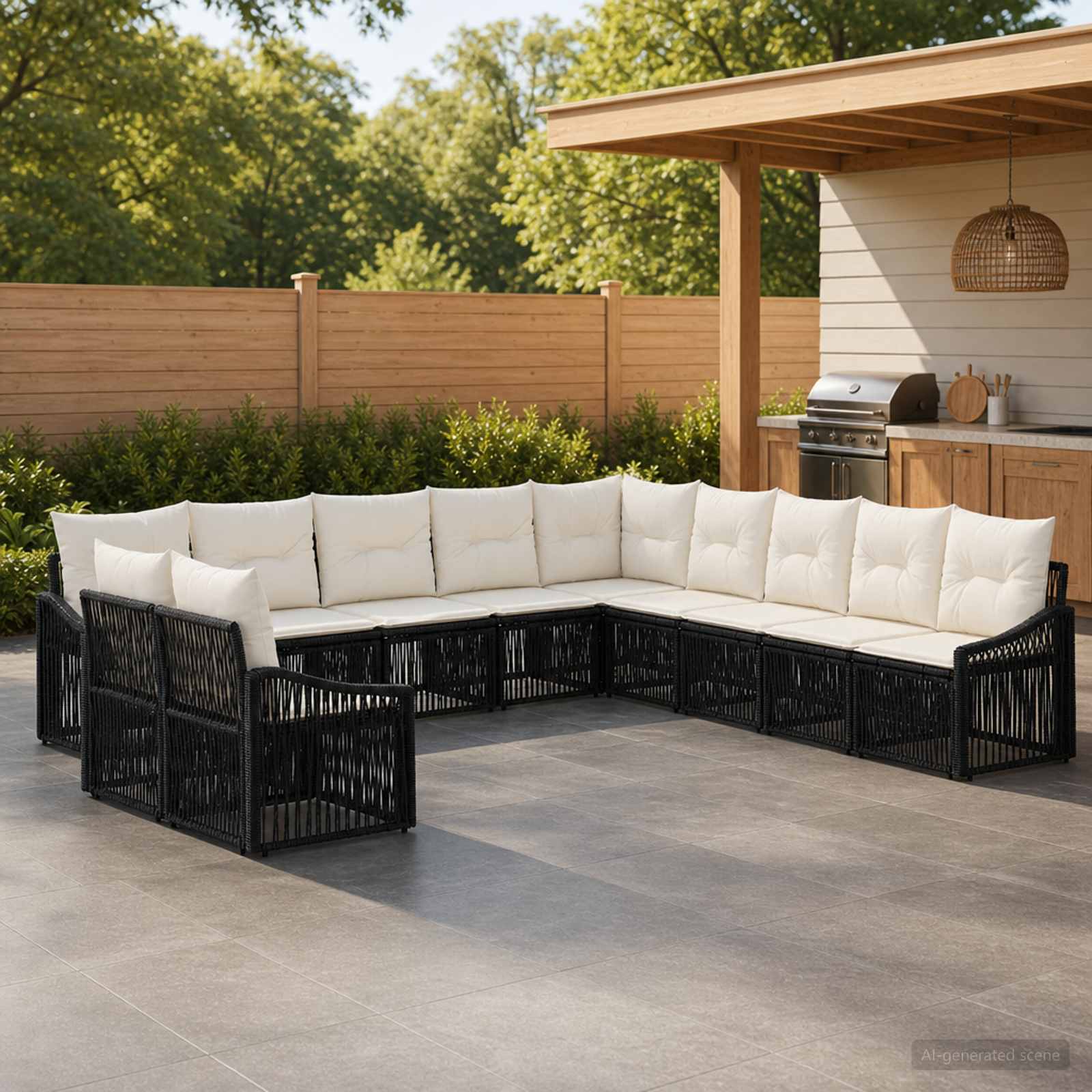 Gartensofa-set 11 stk. Schwarz Poly-Rattan