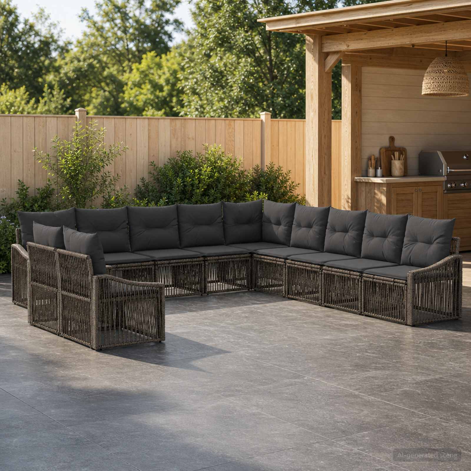 Gartensofa-set 11 stk. Grau Poly-Rattan