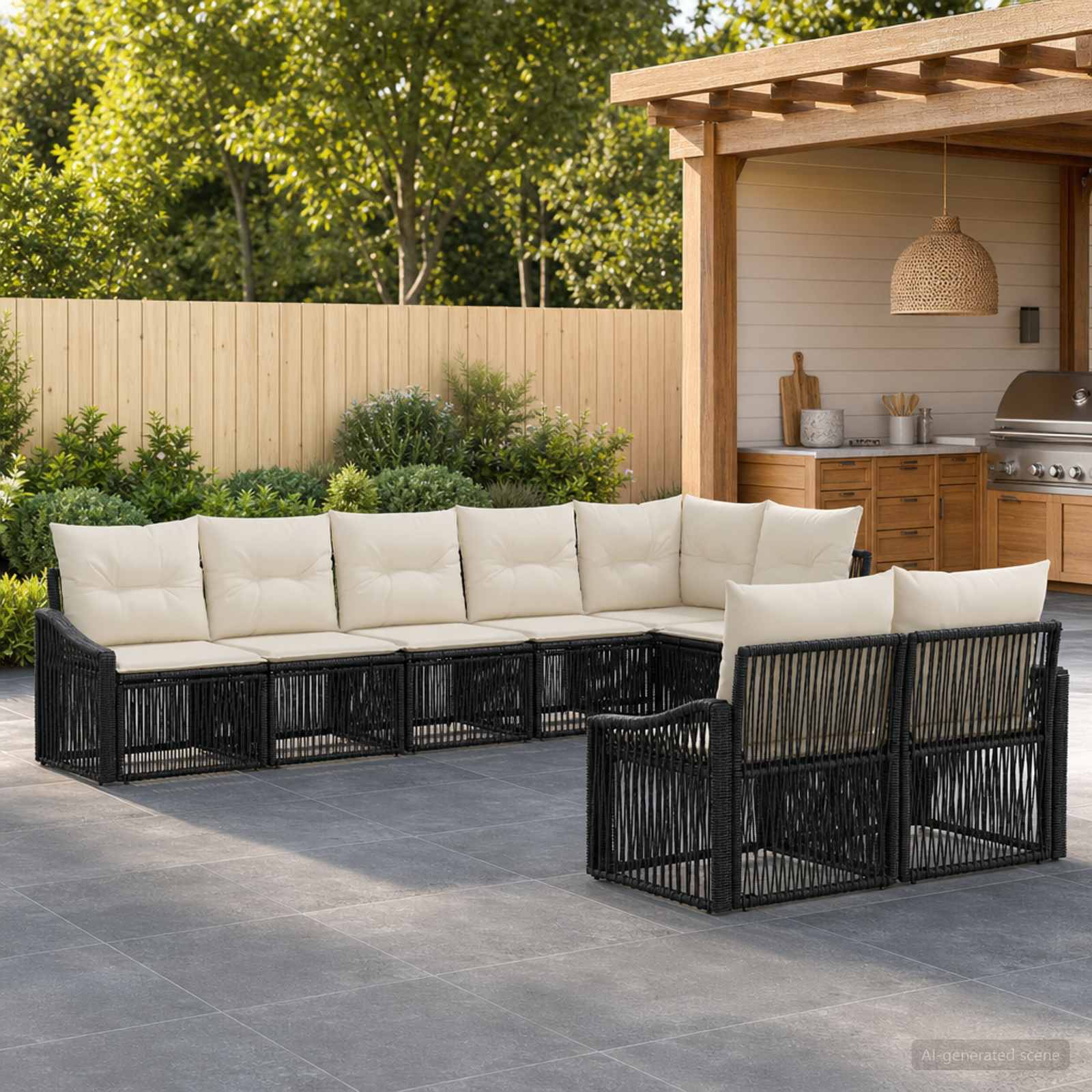 Gartensofa-set 8 stk. Schwarz Poly-Rattan