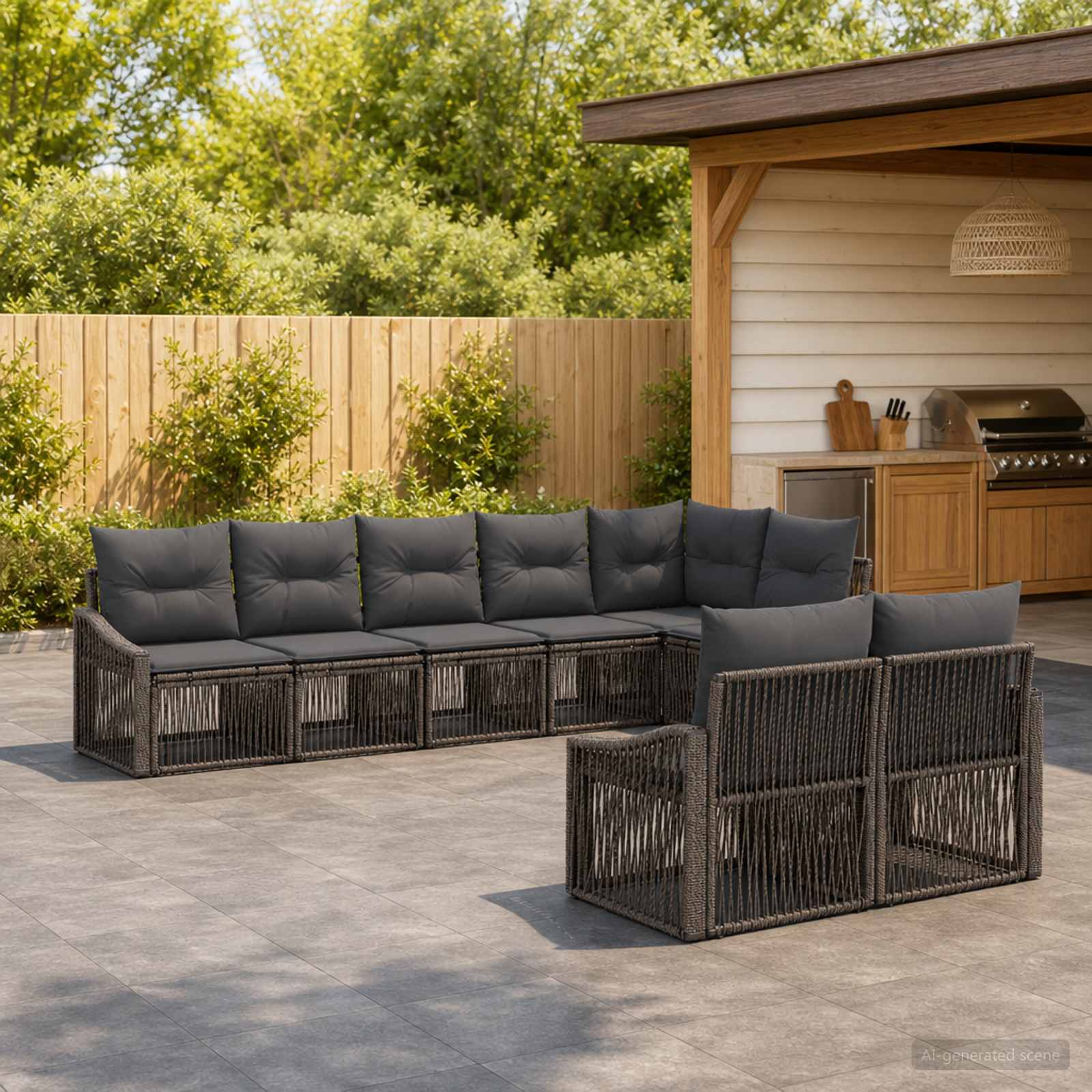 Gartensofa-set 8 stk. Grau Poly-Rattan