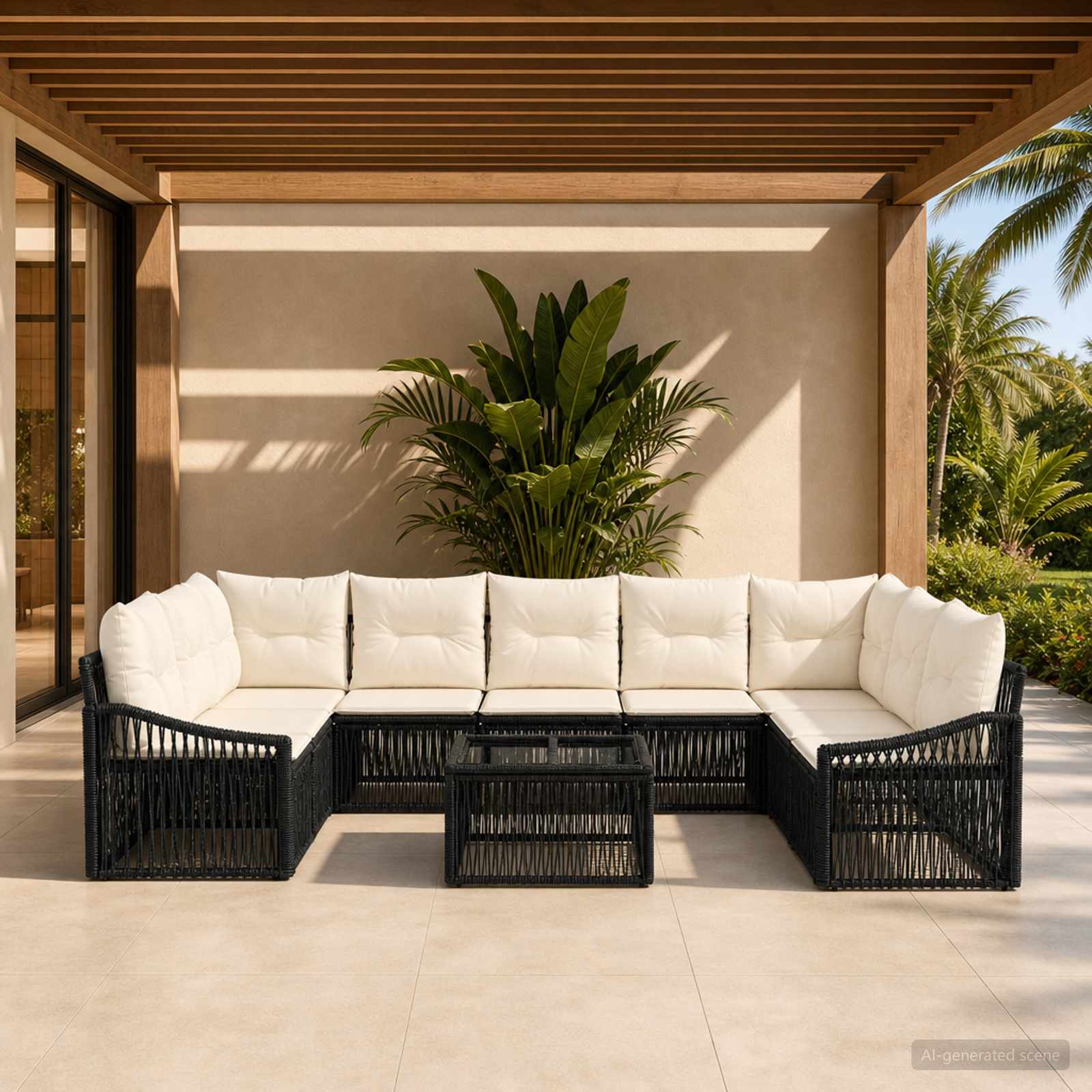 Gartensofa-set 10 stk. Schwarz Poly-Rattan