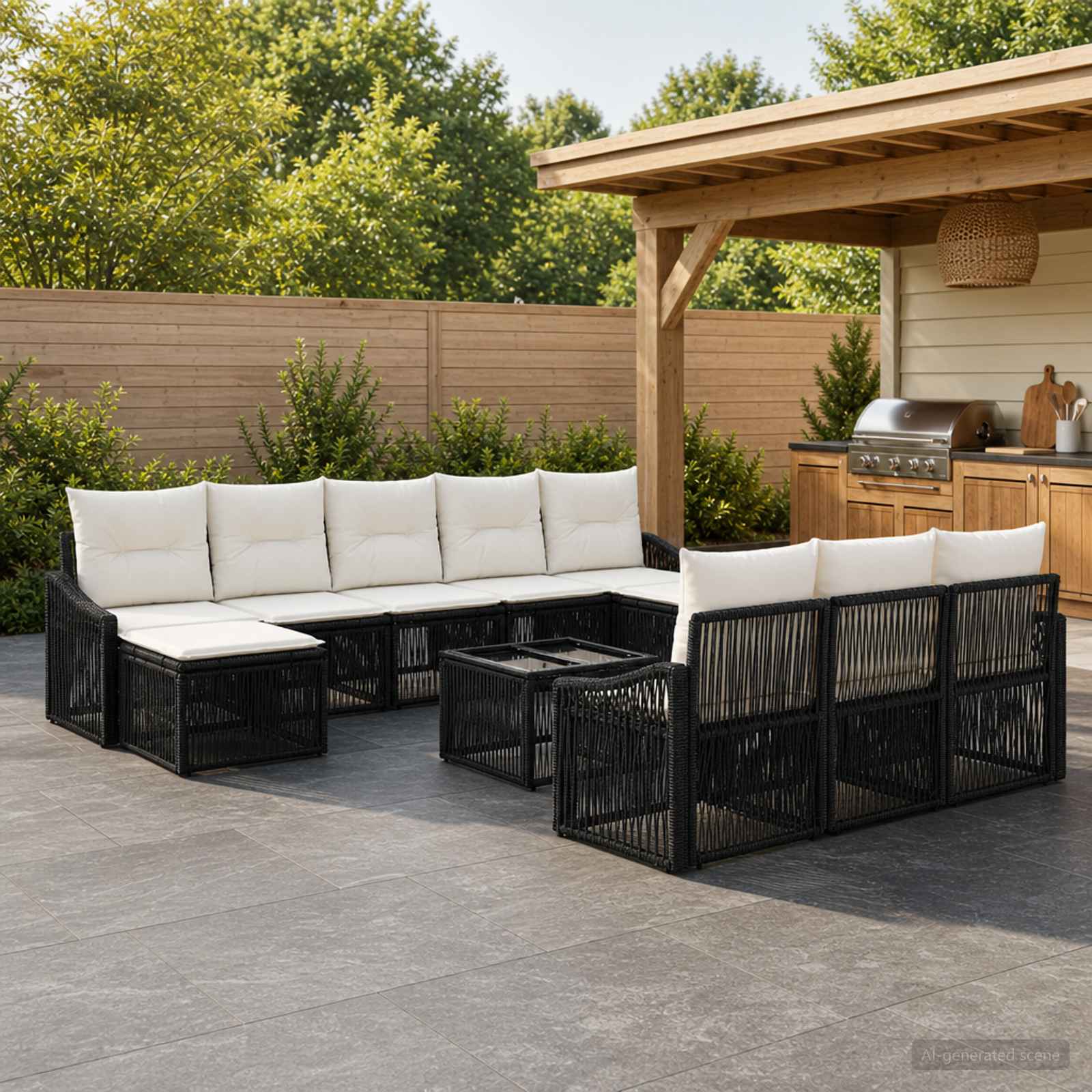 Gartensofa-set 11 stk. Schwarz Poly-Rattan