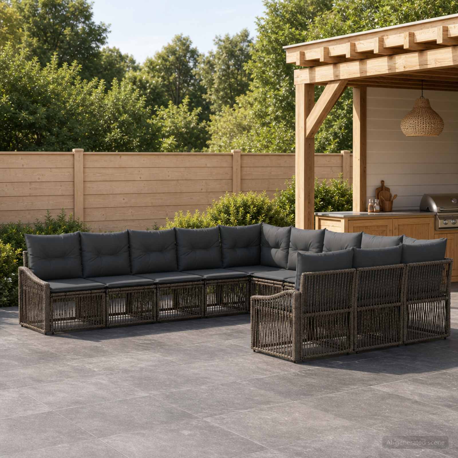 Gartensofa-set 11 stk. Grau Poly-Rattan