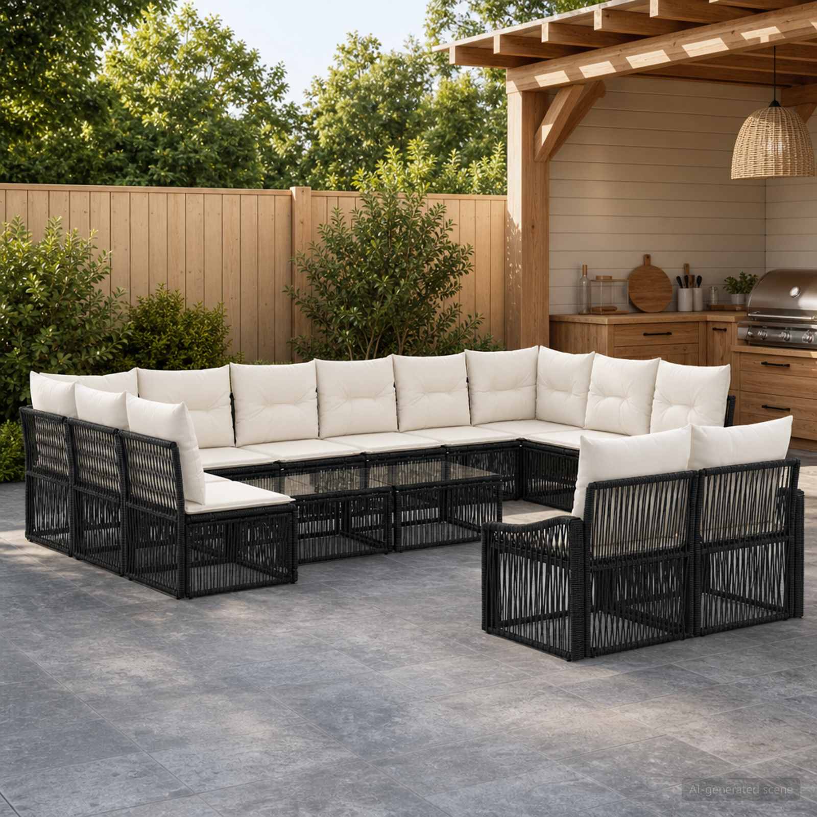 Gartensofa-set 12 stk. Schwarz Poly-Rattan