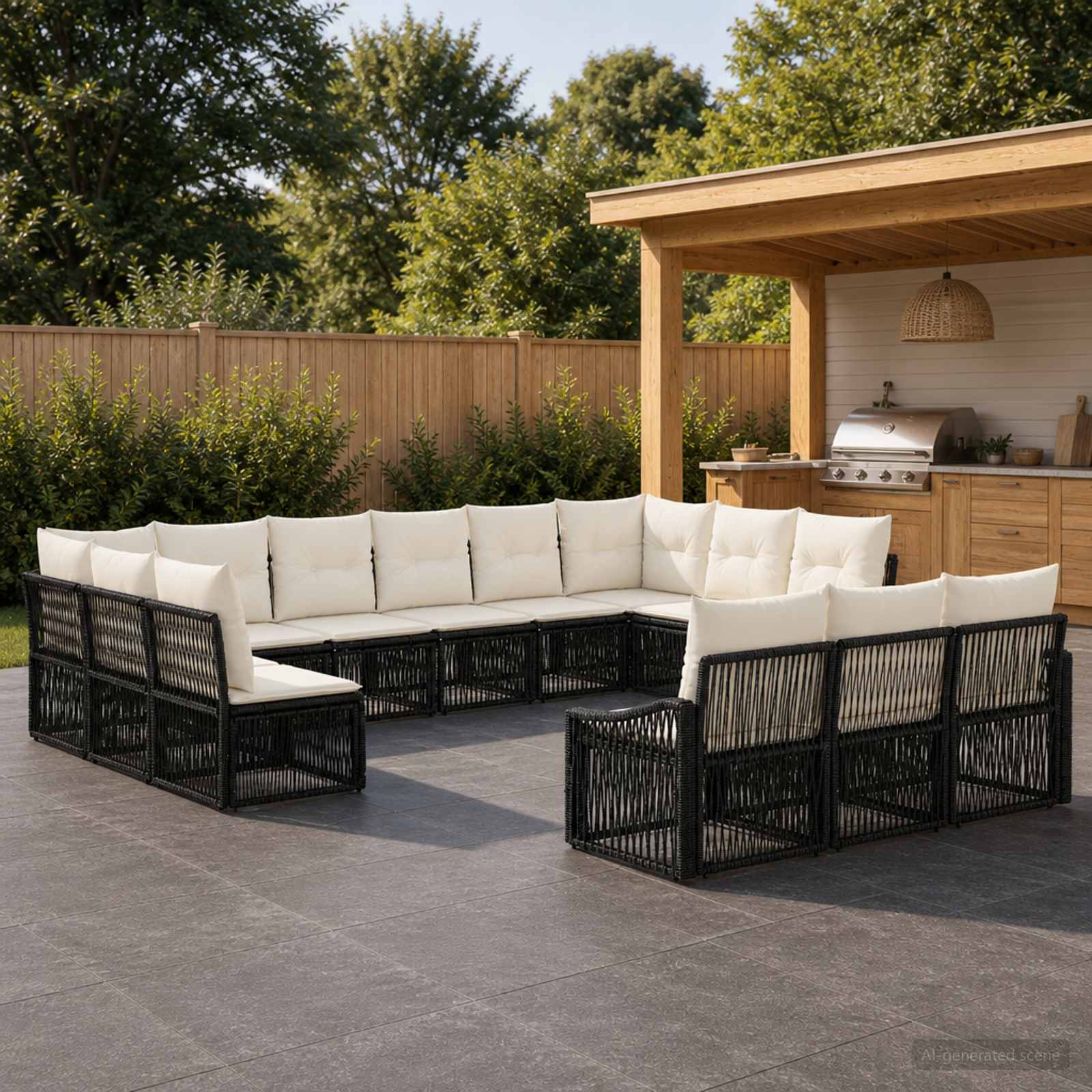 Gartensofa-set 13 stk. Schwarz Poly-Rattan