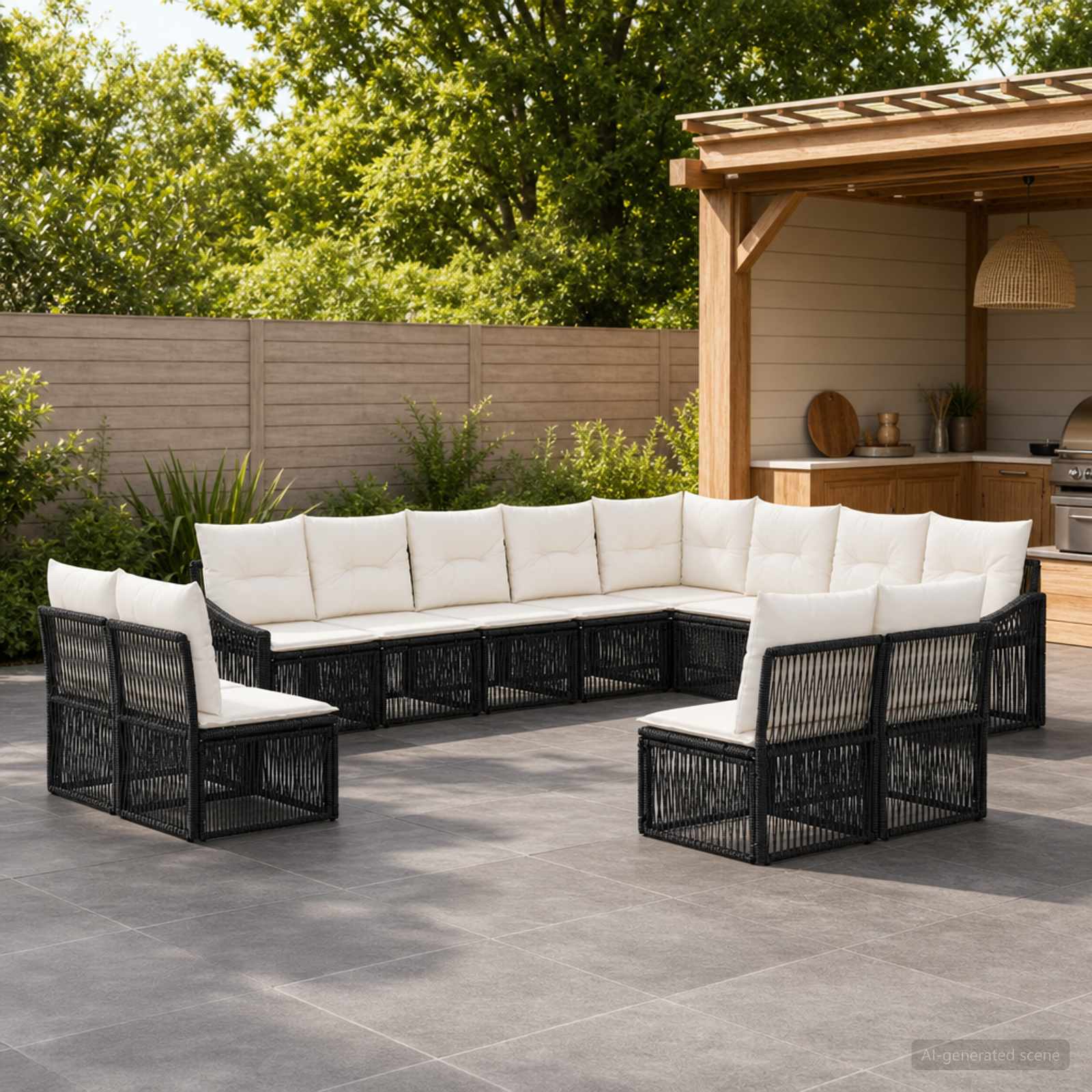 Gartensofa-set 12 stk. Schwarz Poly-Rattan