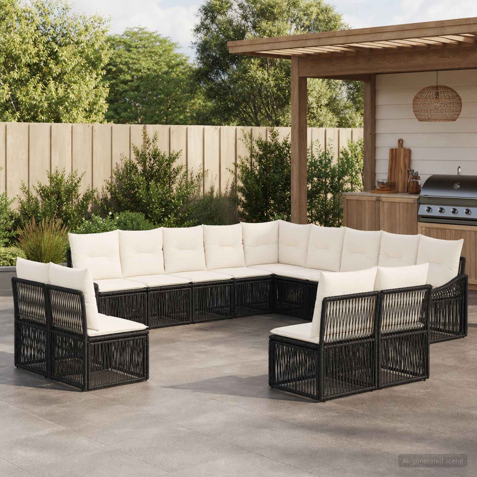 Gartensofa-set 13 stk. Schwarz Poly-Rattan