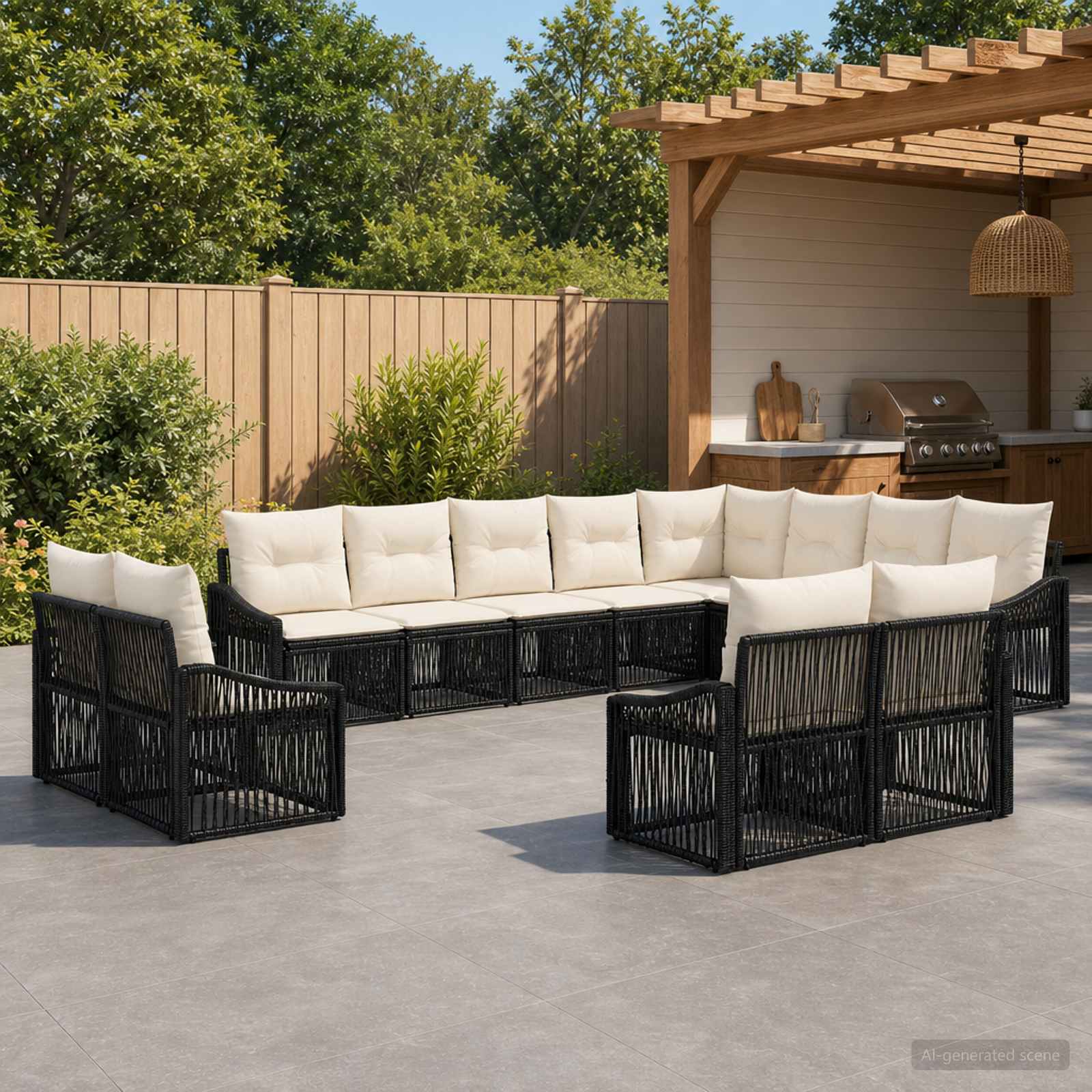 Gartensofa-set 12 stk. Schwarz Poly-Rattan