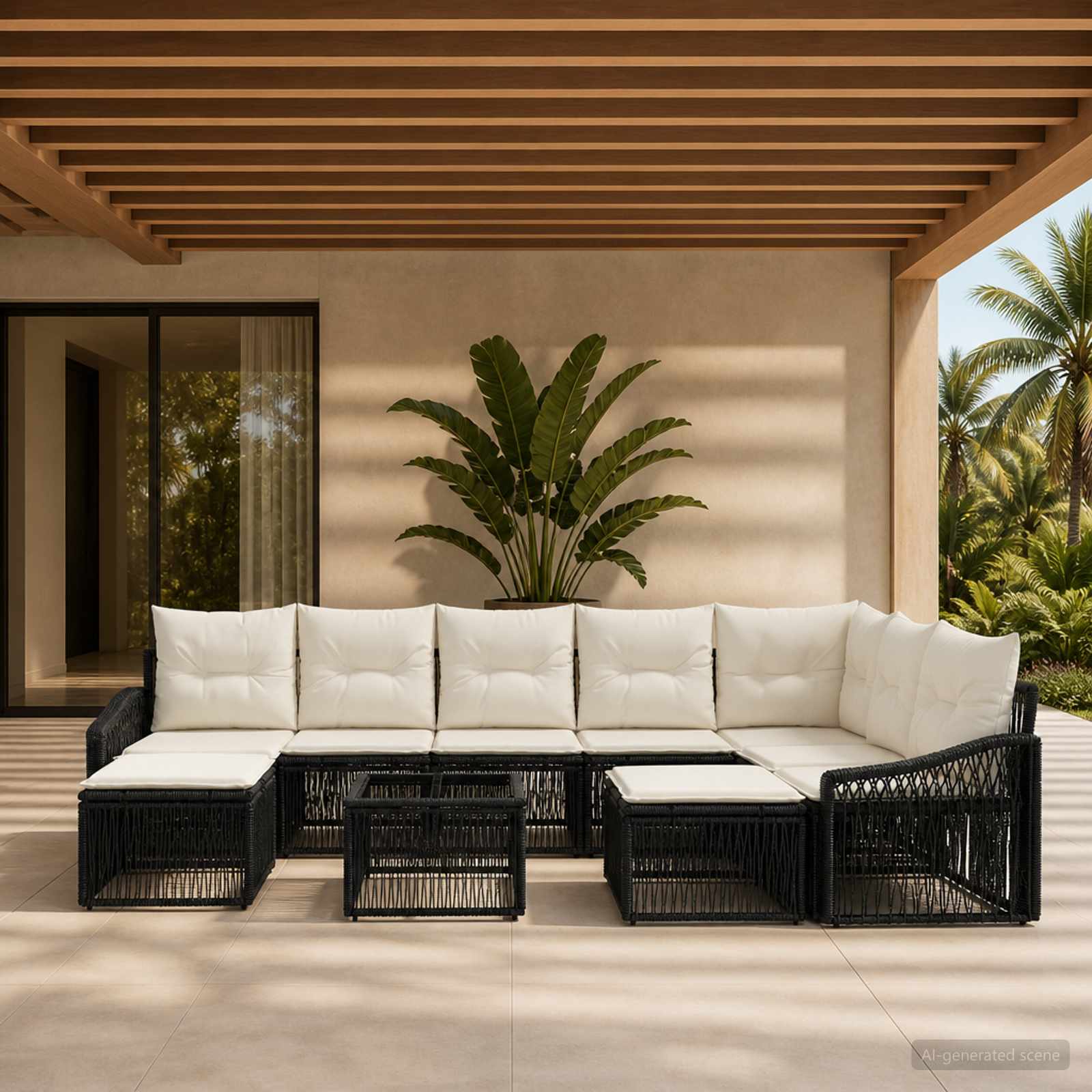 Gartensofa-set 10 stk. Schwarz Poly-Rattan