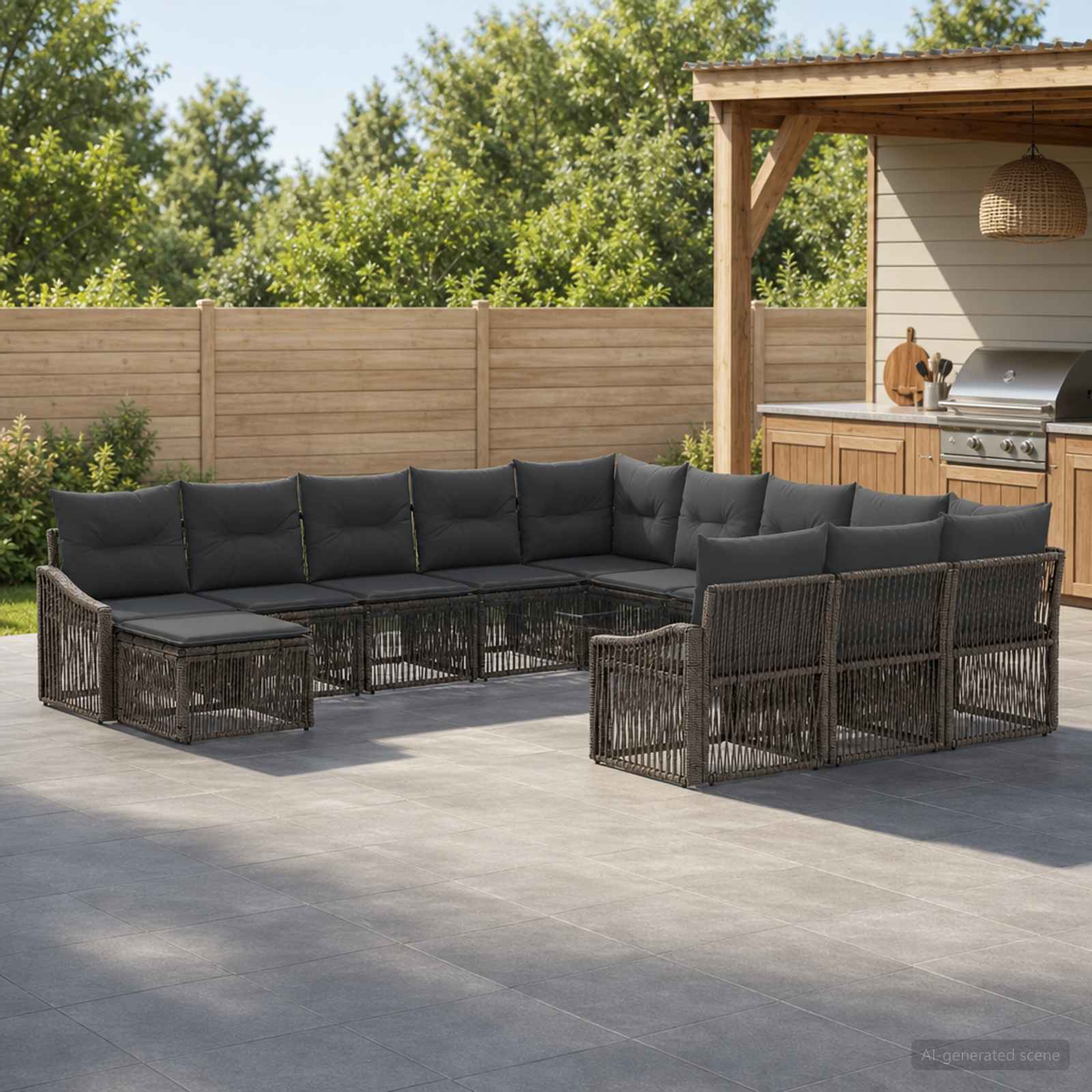 Gartensofa-set 12 stk. Grau Poly-Rattan