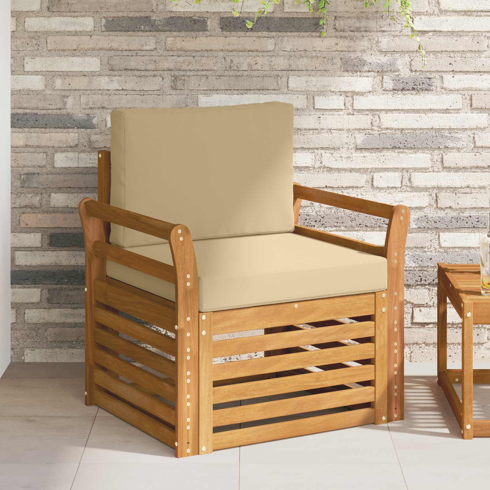 Outdoor-Sofagarnitur Massives Akazienholz und Polyester